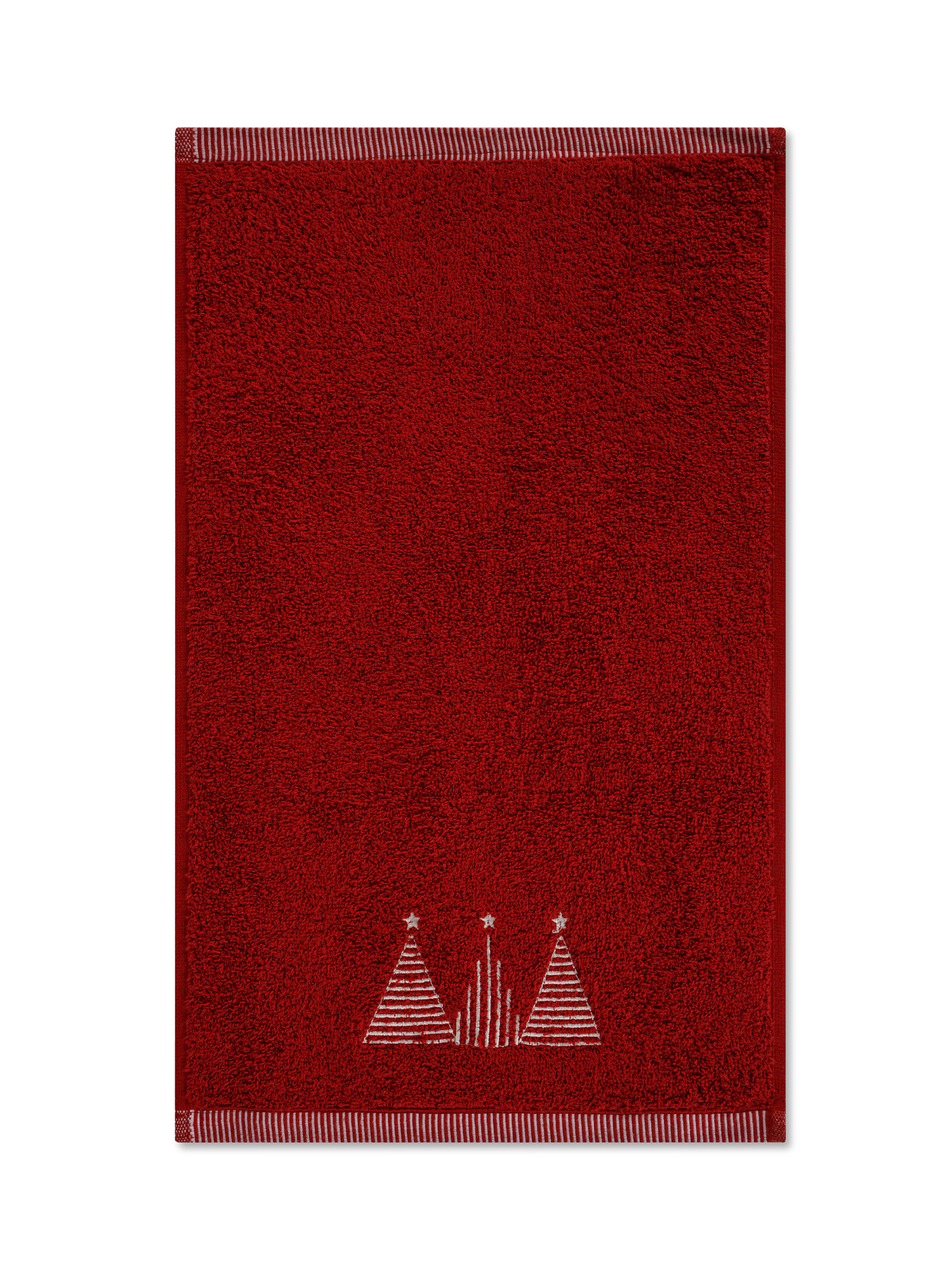 Set 2 asciugamani ricamo alberi di Natale, Rosso, large image number 2
