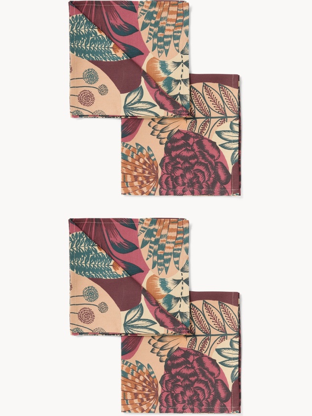 Set di 4 tovaglioli in panama di cotone con stampa cactus - Prezzo di lancio