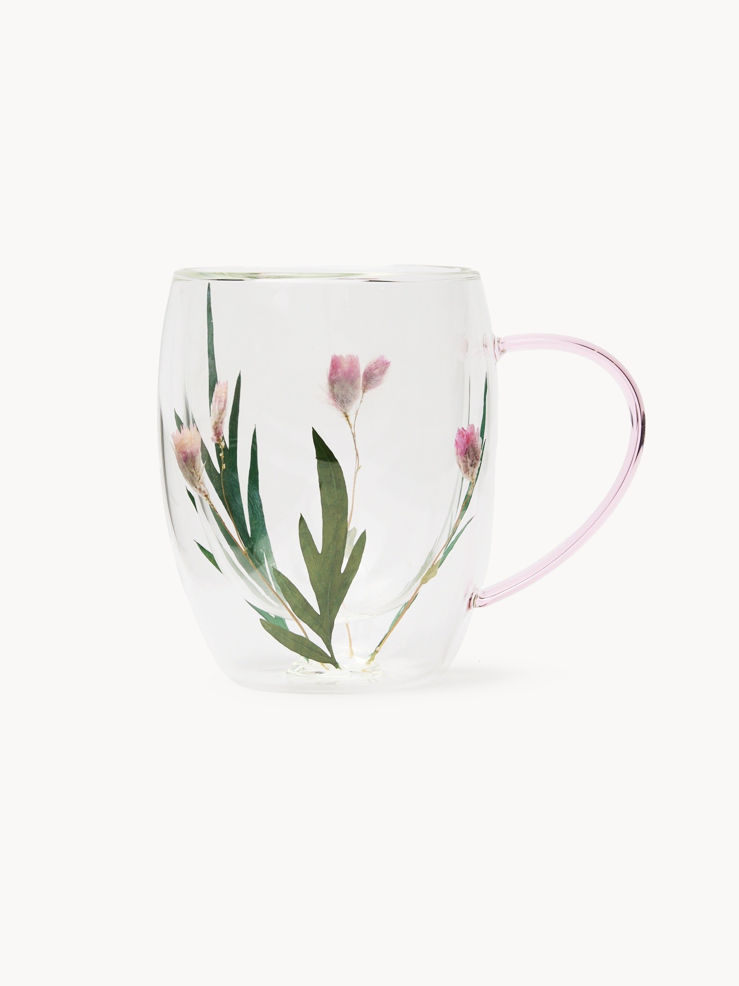 Double-Walled Mug with Flowers, Transparent, large image number 0
