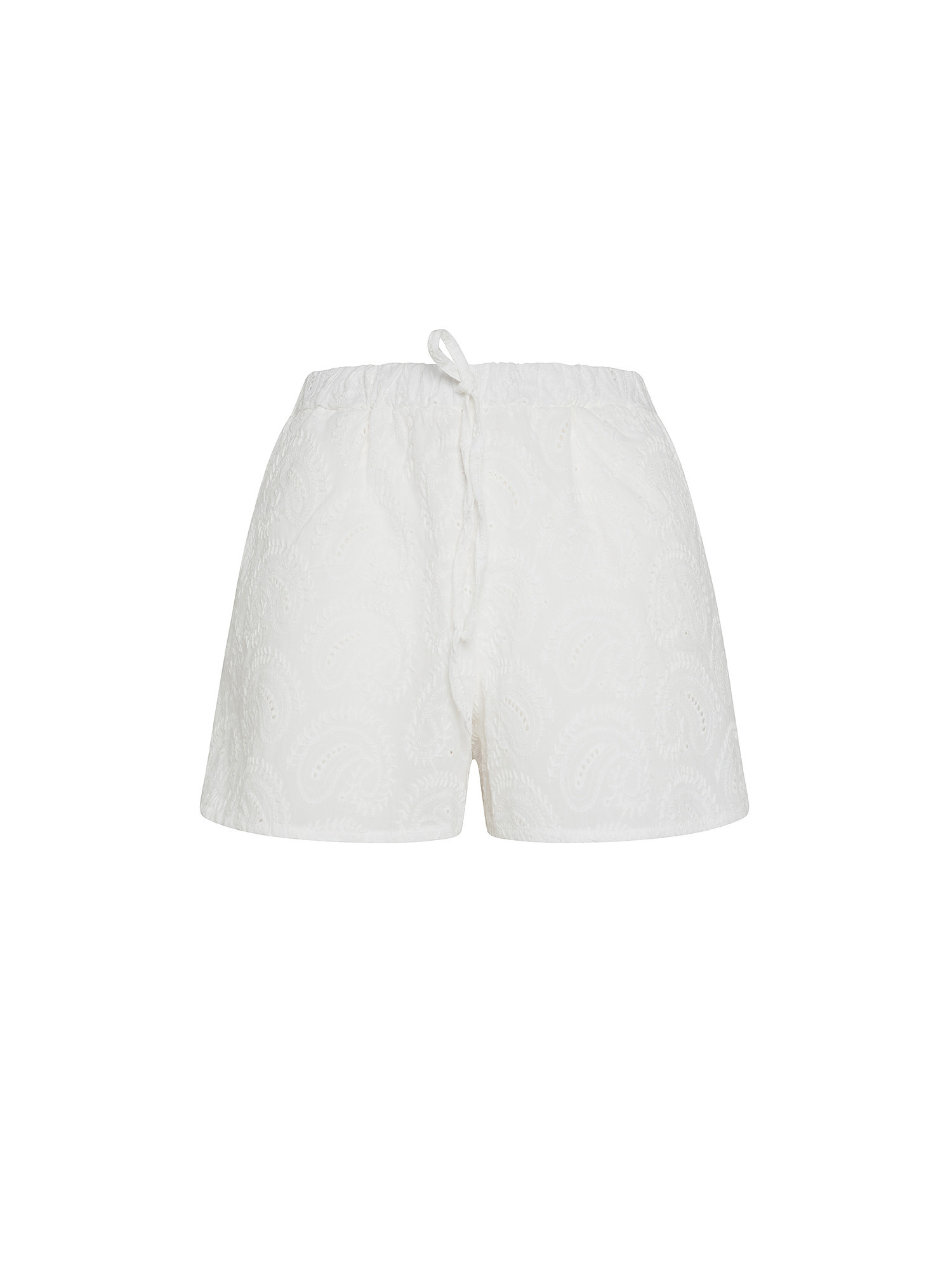 Solid color sangallo shorts in cotton, White, large image number 0