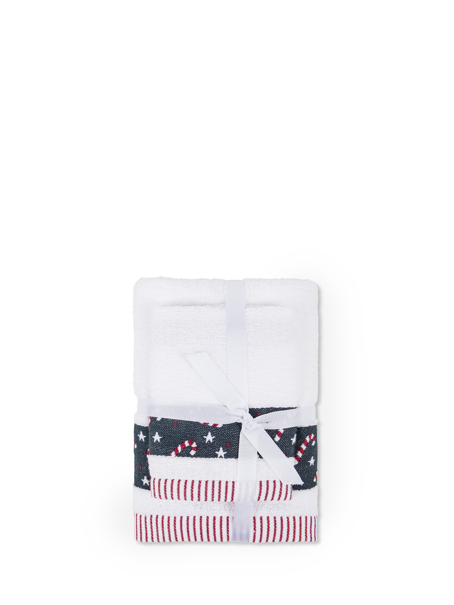 Cotton towel set with frill, White, large image number 1