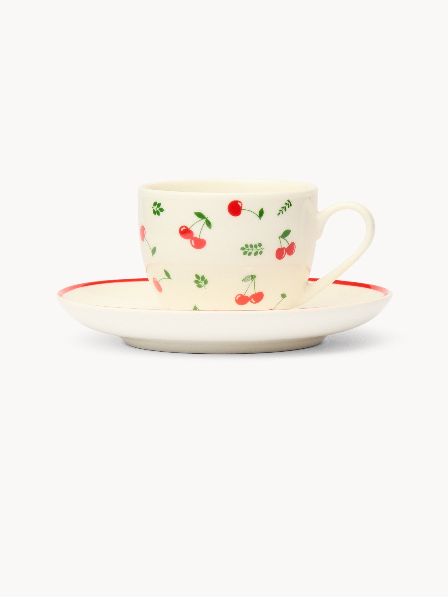 Tazza caff&egrave; in new bone china motivo ciliegie - Prezzo di lancio, Bianco, large image number 0