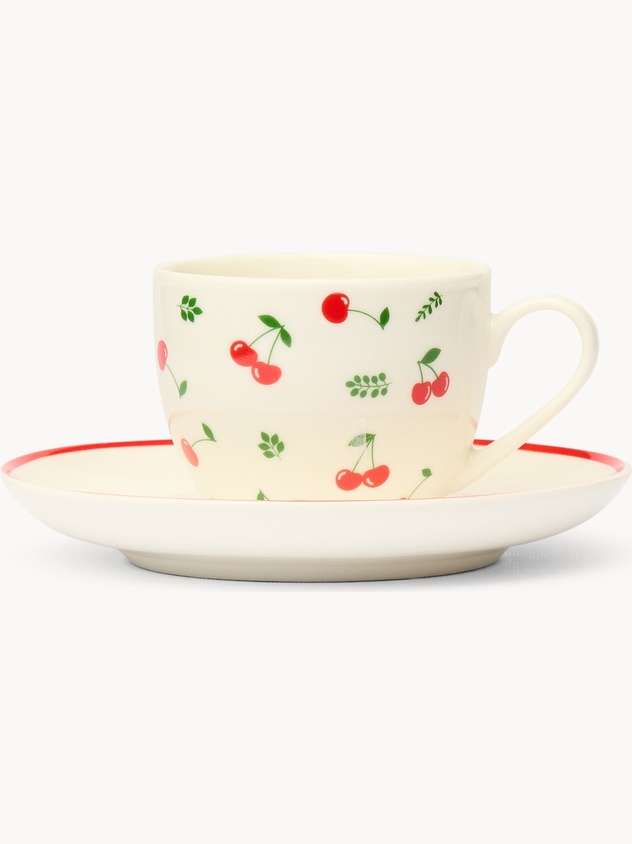 Tazza caff&egrave; in new bone china motivo ciliegie - Prezzo di lancio