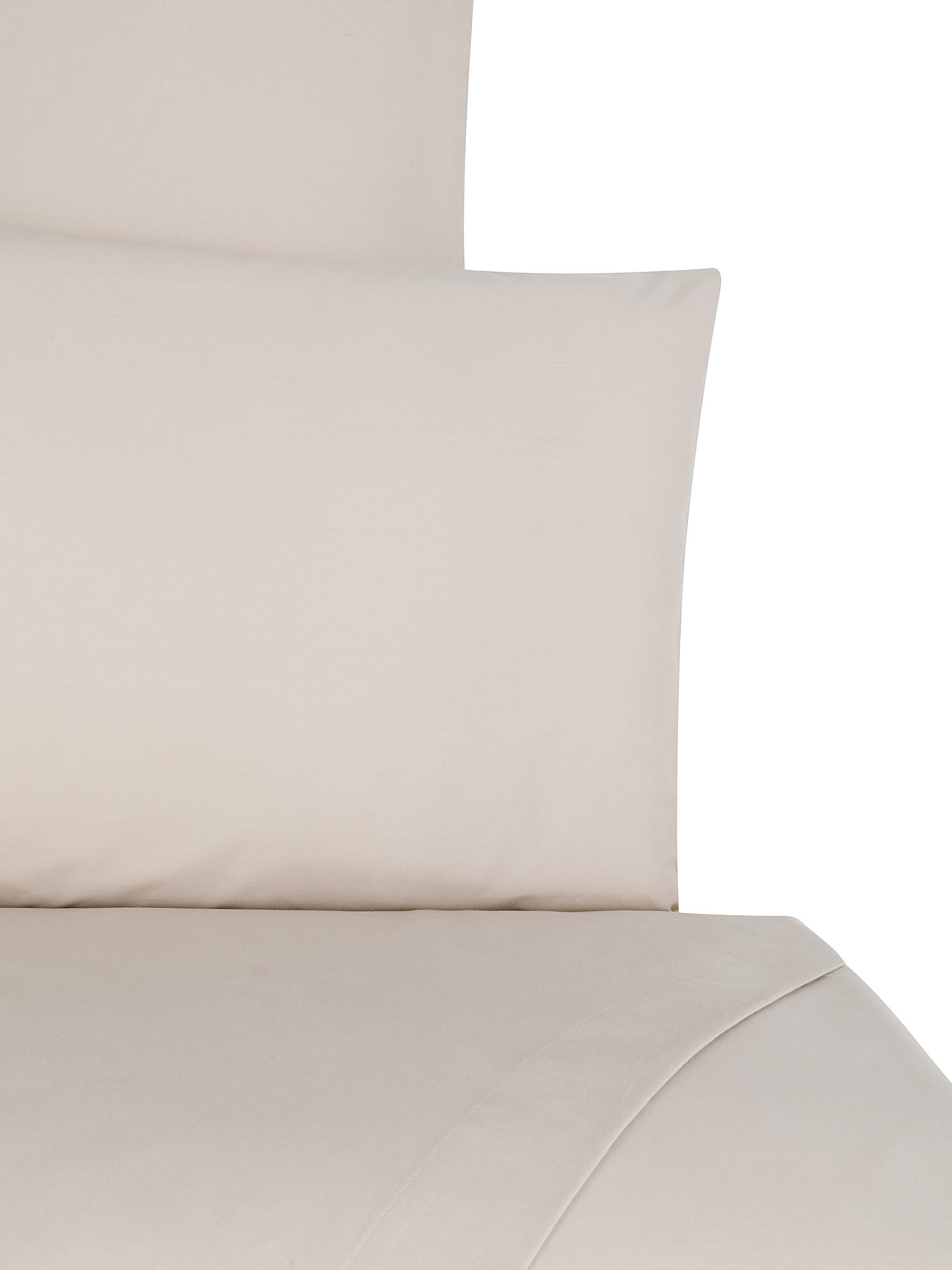 Solid color cotton percale sheet set, Beige, large image number 1