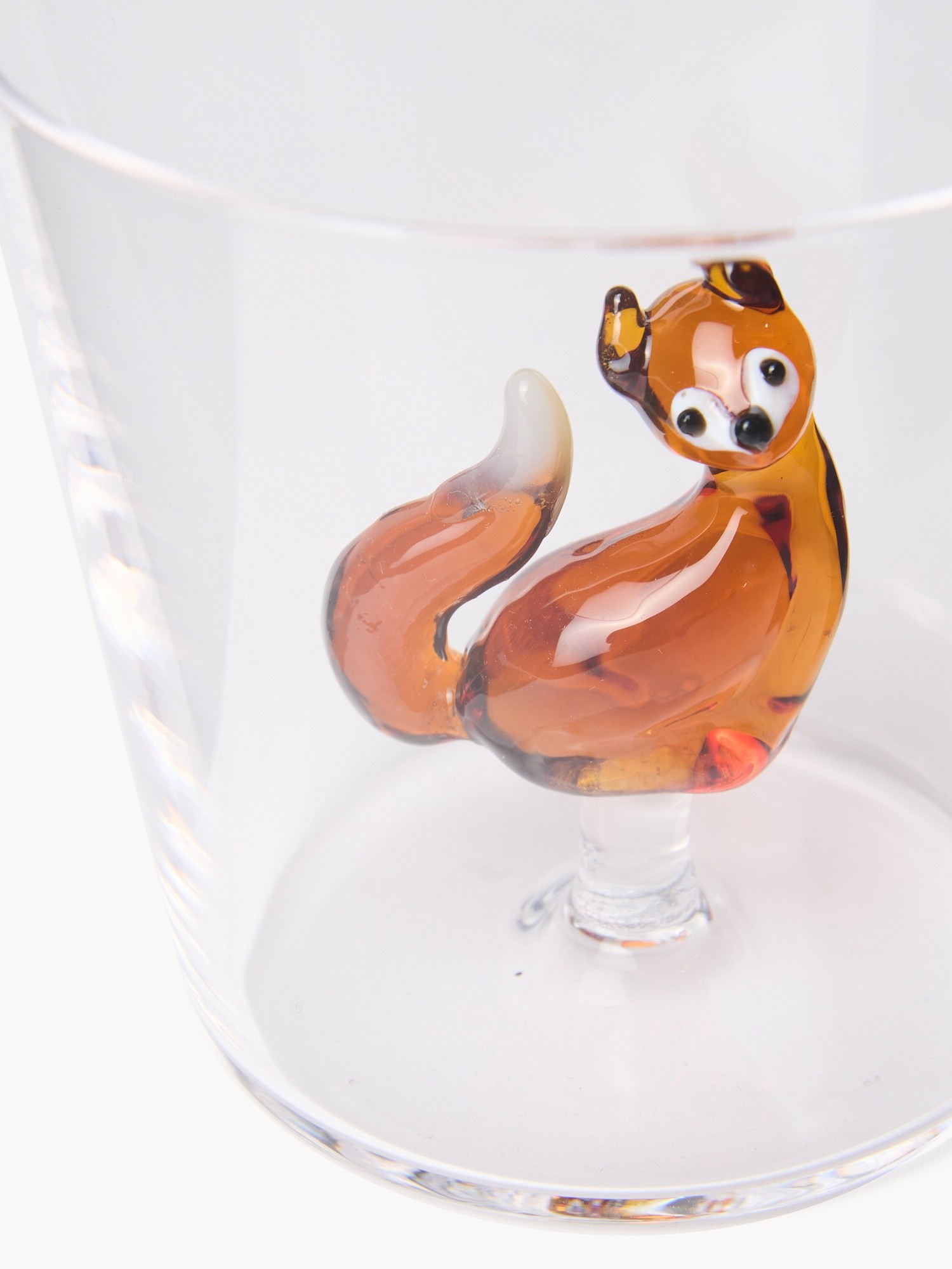 Bicchiere in vetro borosilicato dettaglio volpe, Trasparente, large image number 1