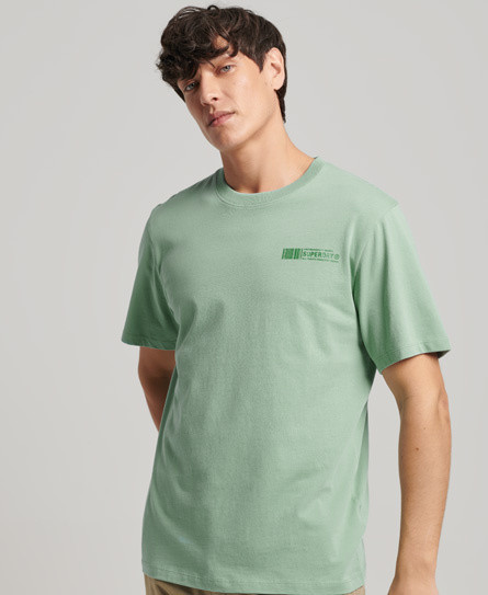 Superdry - T-shirt basica in cotone con mico logo barcode, Verde chiaro, large image number 1