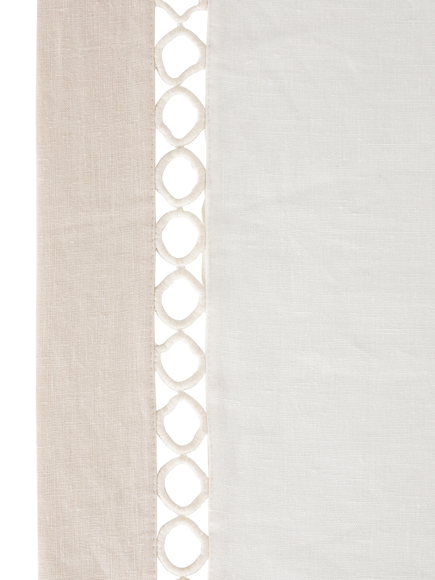 Runner puro lino bordo in cotone, Bianco, large image number 1