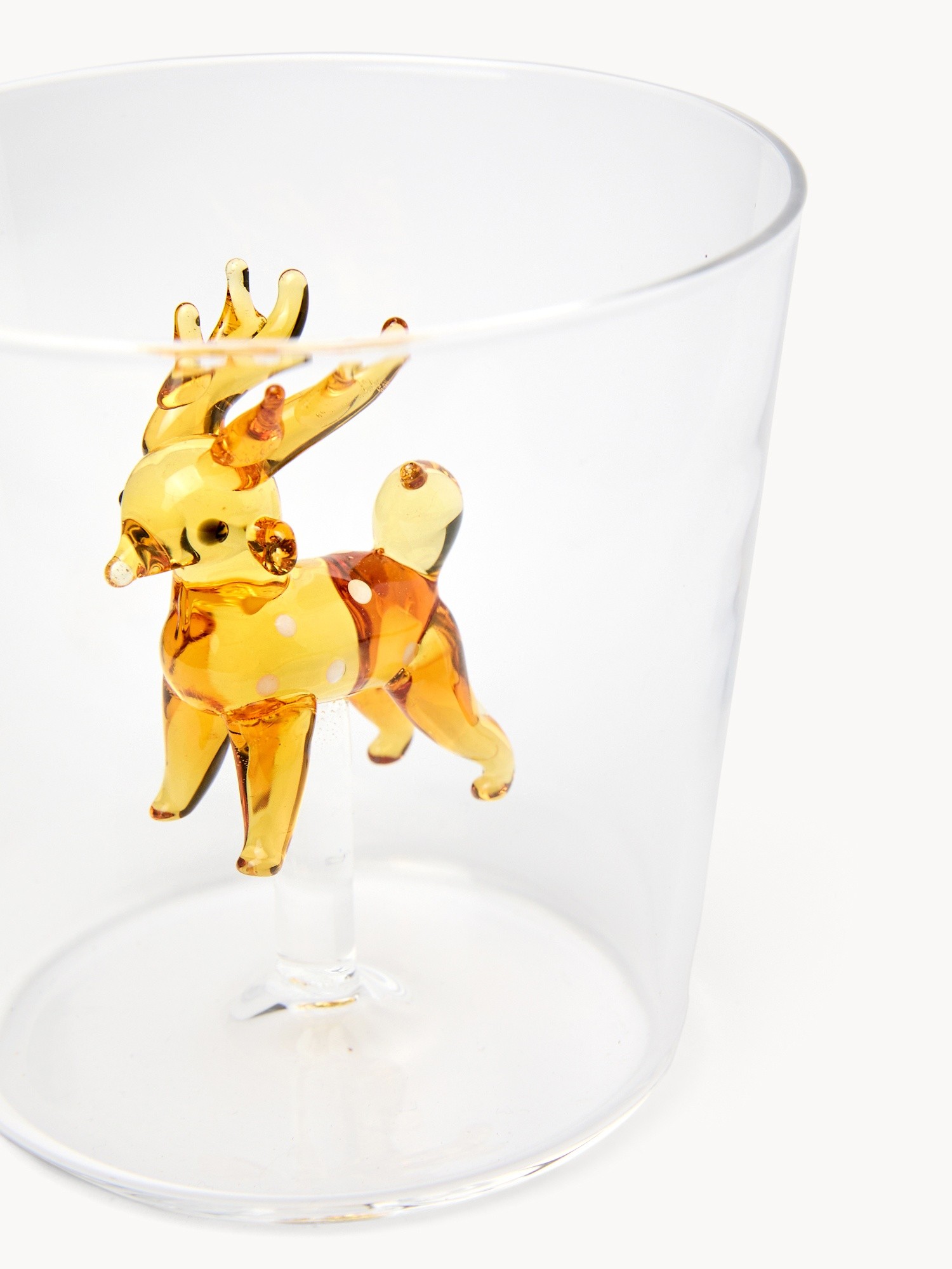 Bicchiere in vetro dettaglio cerbiatto, Trasparente, large image number 1