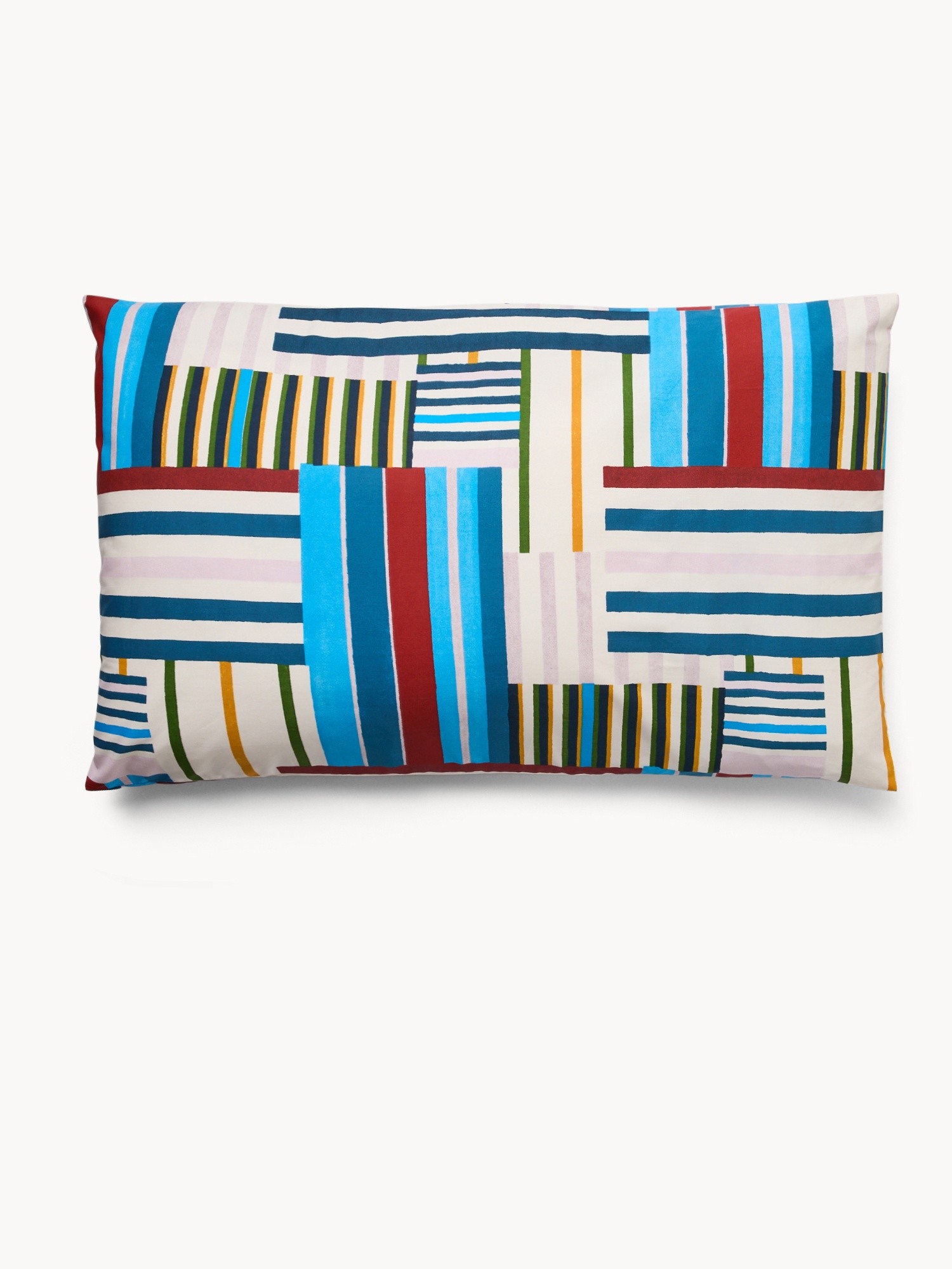 Striped cotton percale pillowcase, Multicolor, large image number 2