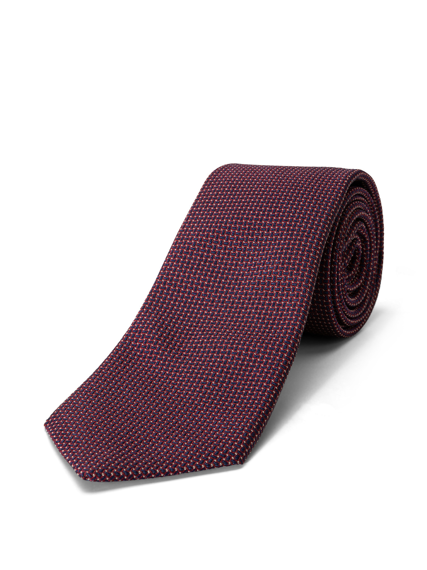 Luca D'Altieri - Patterned silk and cotton tie, Red Bordeaux, large image number 0
