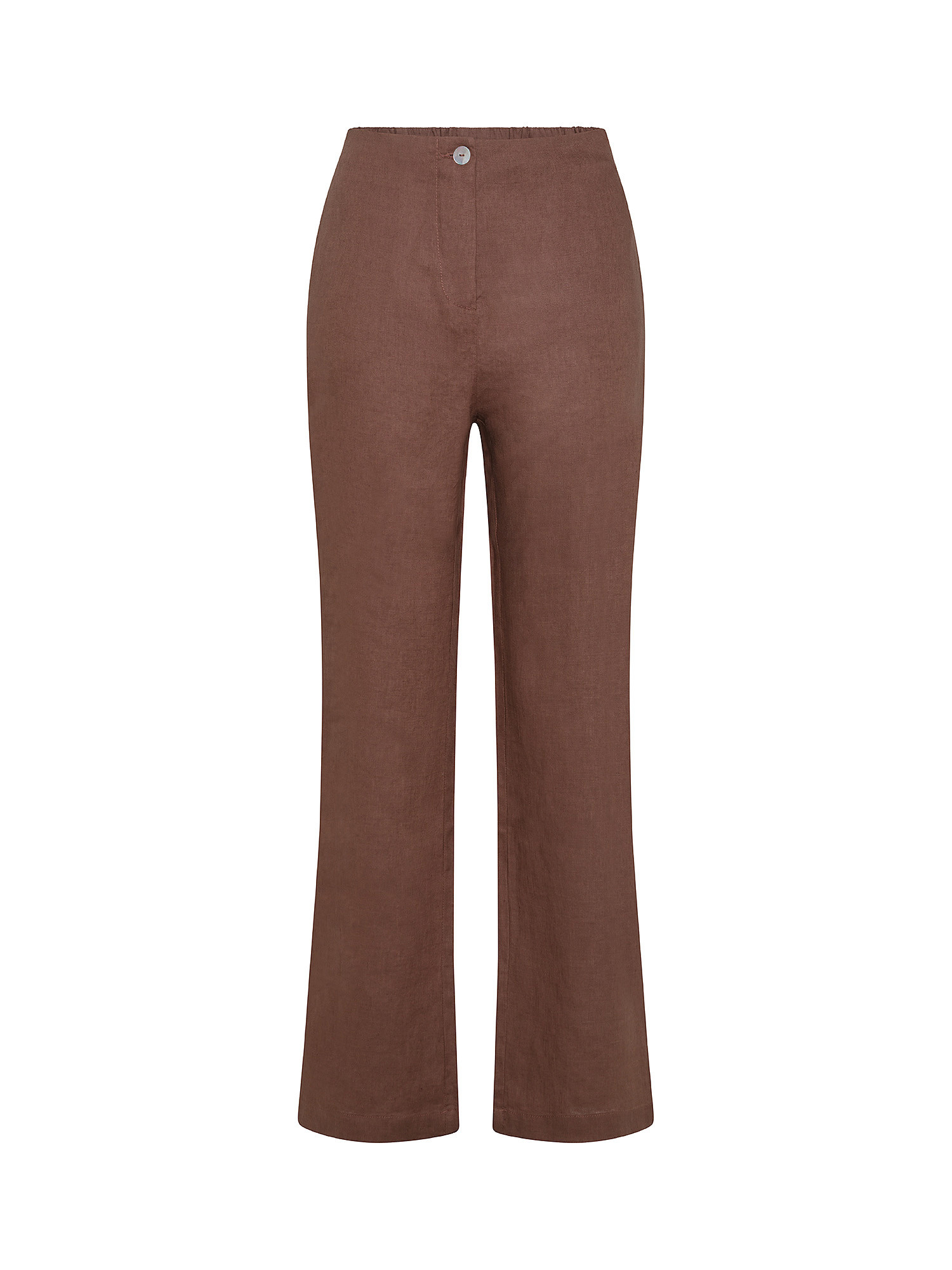 Koan - Straight linen trousers, Brown, large image number 0