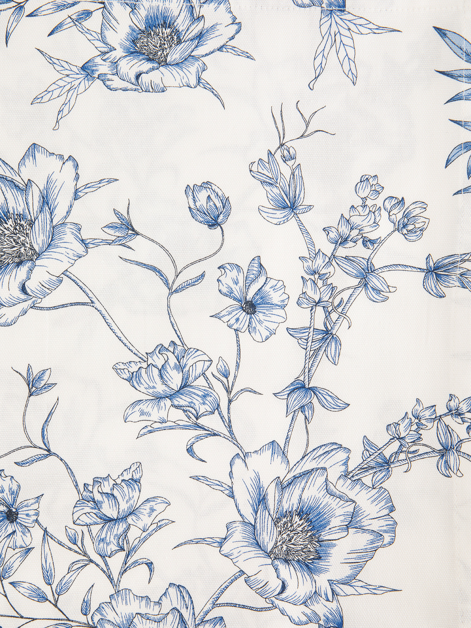 Telo arredo in cotone stampa fiori, Bianco, large image number 1