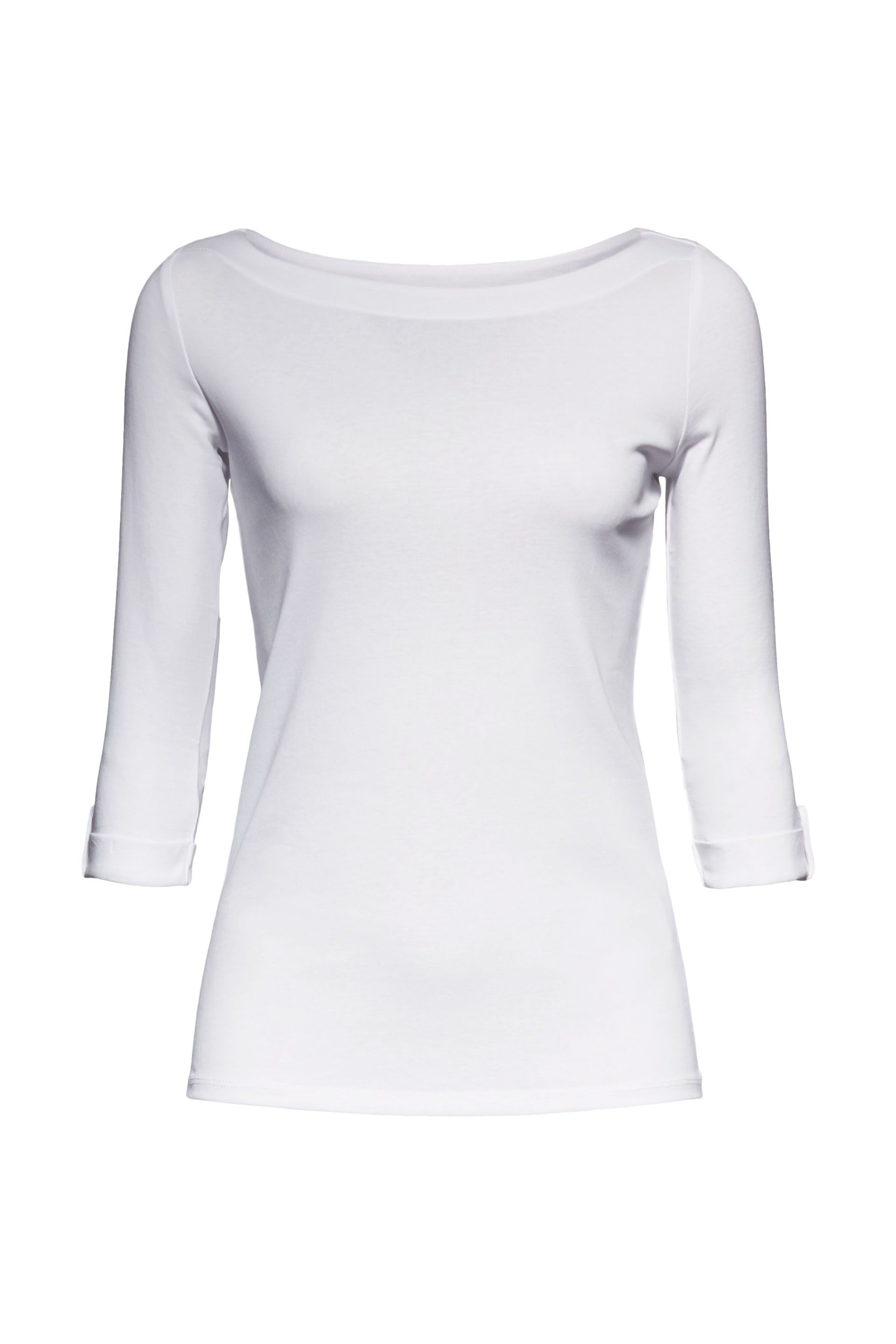 T-shirt a tinta unita con maniche a 3/4, Bianco, large image number 0