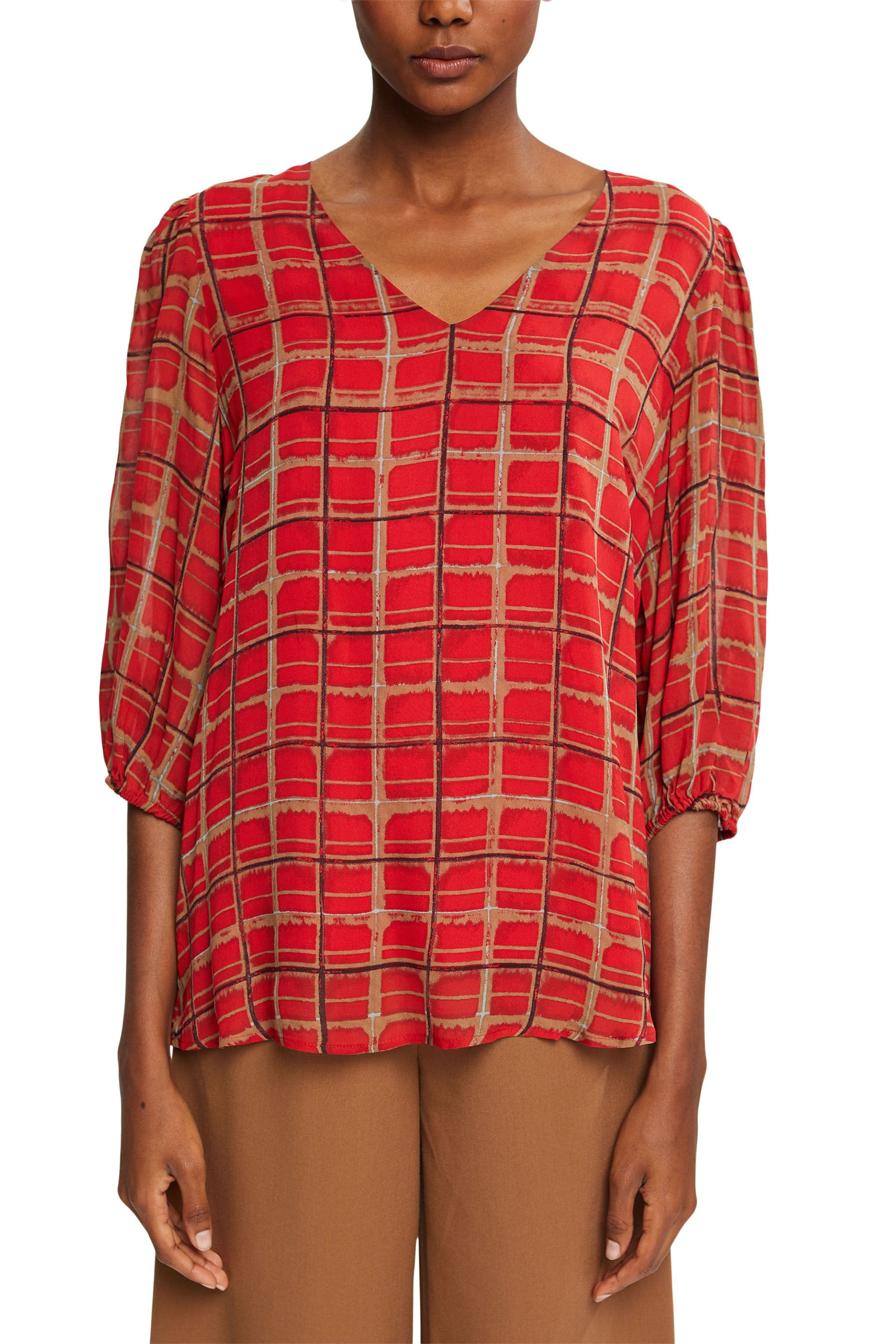 Patterned blouse, Red, large image number 1
