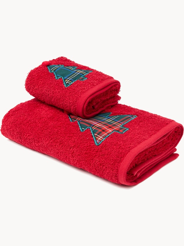 Set of 2 terry towels,Christmas tree design