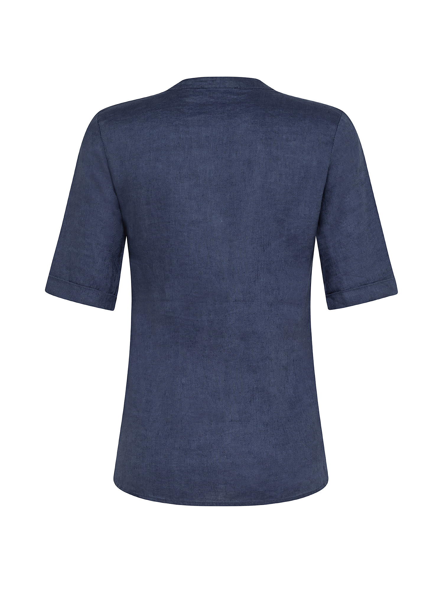 Camicia puro lino con pieghine, Blu, large image number 1