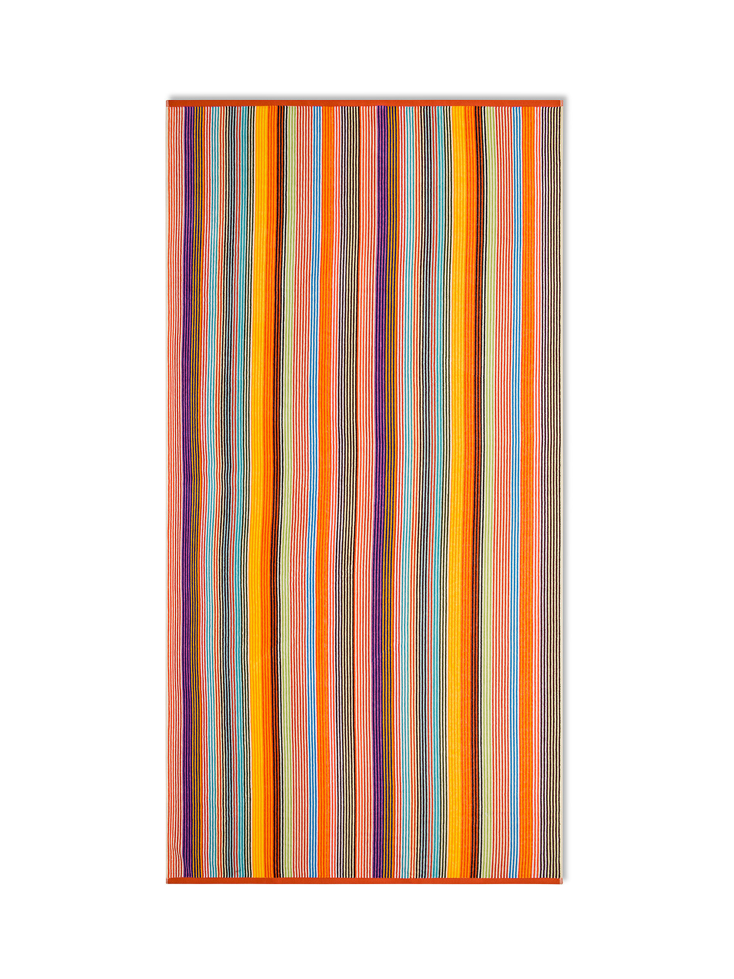 Velor cotton beach towel with striped pattern, Multicolor, large image number 0