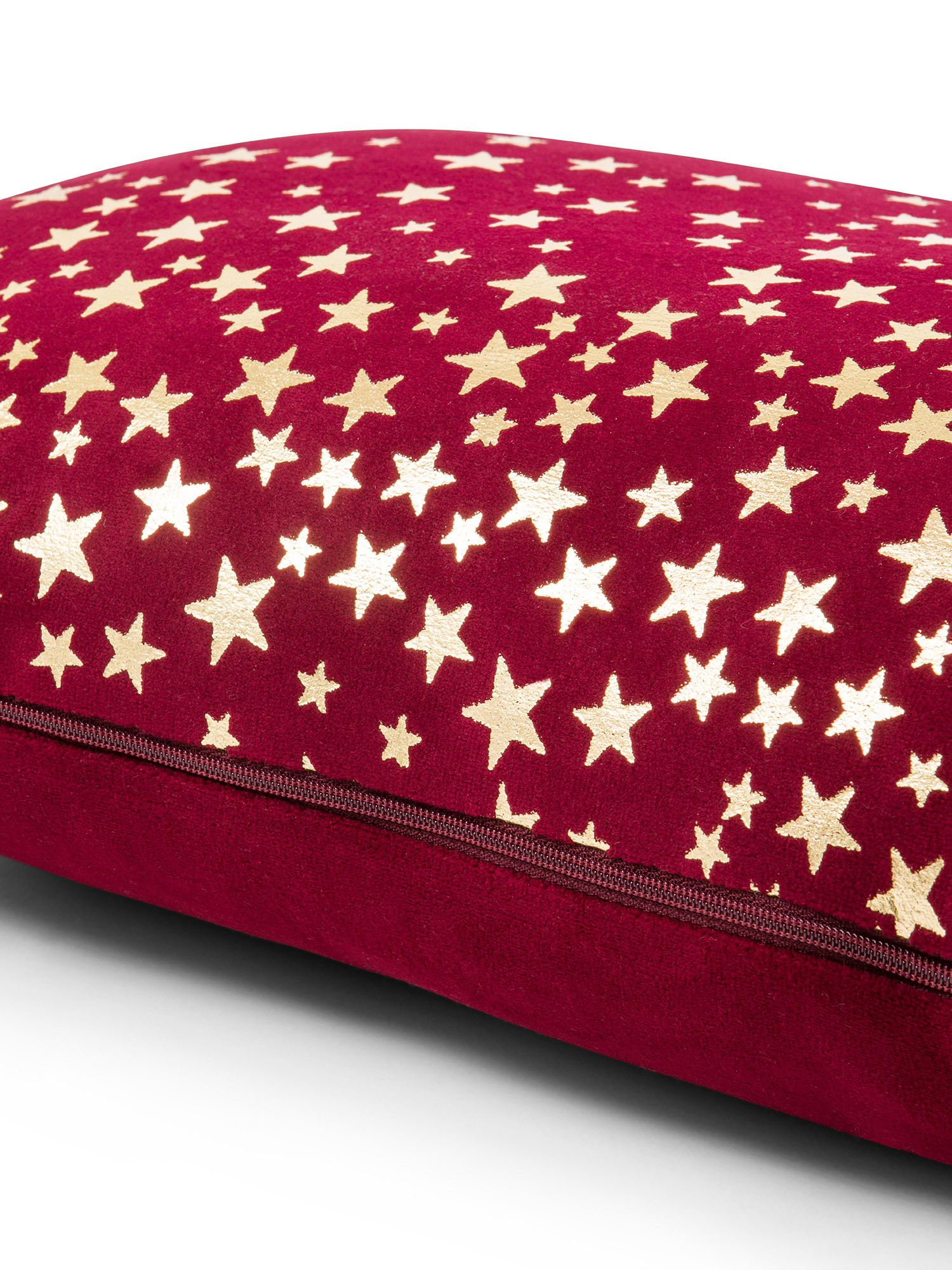 Star print velvet cushion 35x55cm, Dark Red, large image number 2