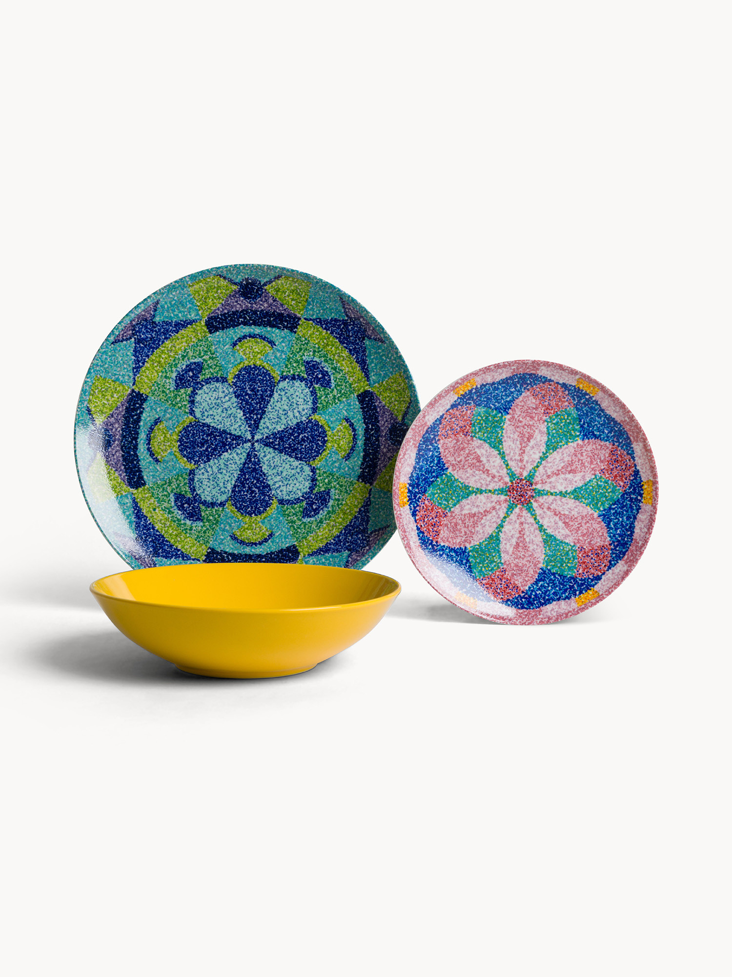 Set 18 piatti in porcellana e stoneware Seurat, Multicolor, large image number 0