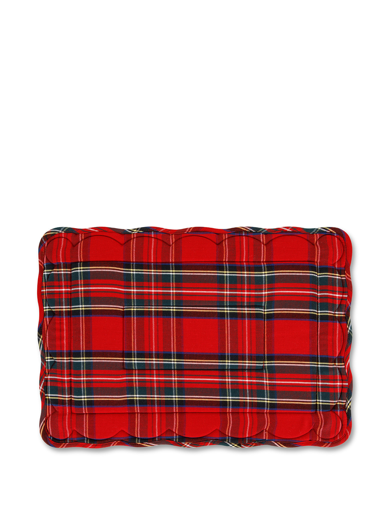 Tovaglietta Imbottita Tartan in Twill di Puro Cotone, Rosso, large image number 0