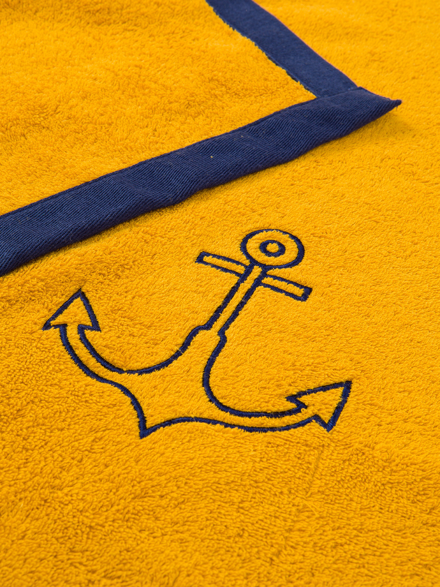 Cotton terry beach towel with anchor embroidery, Ocra Yellow, large image number 1