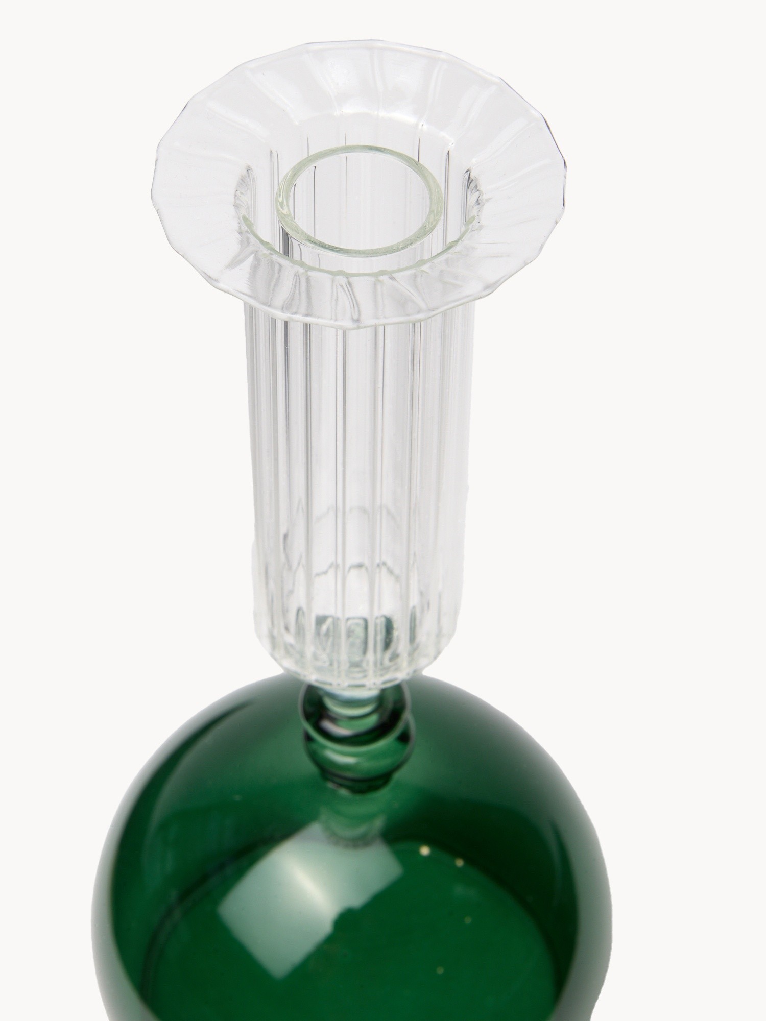 Borosilicate glass candlestick, Green, large image number 1