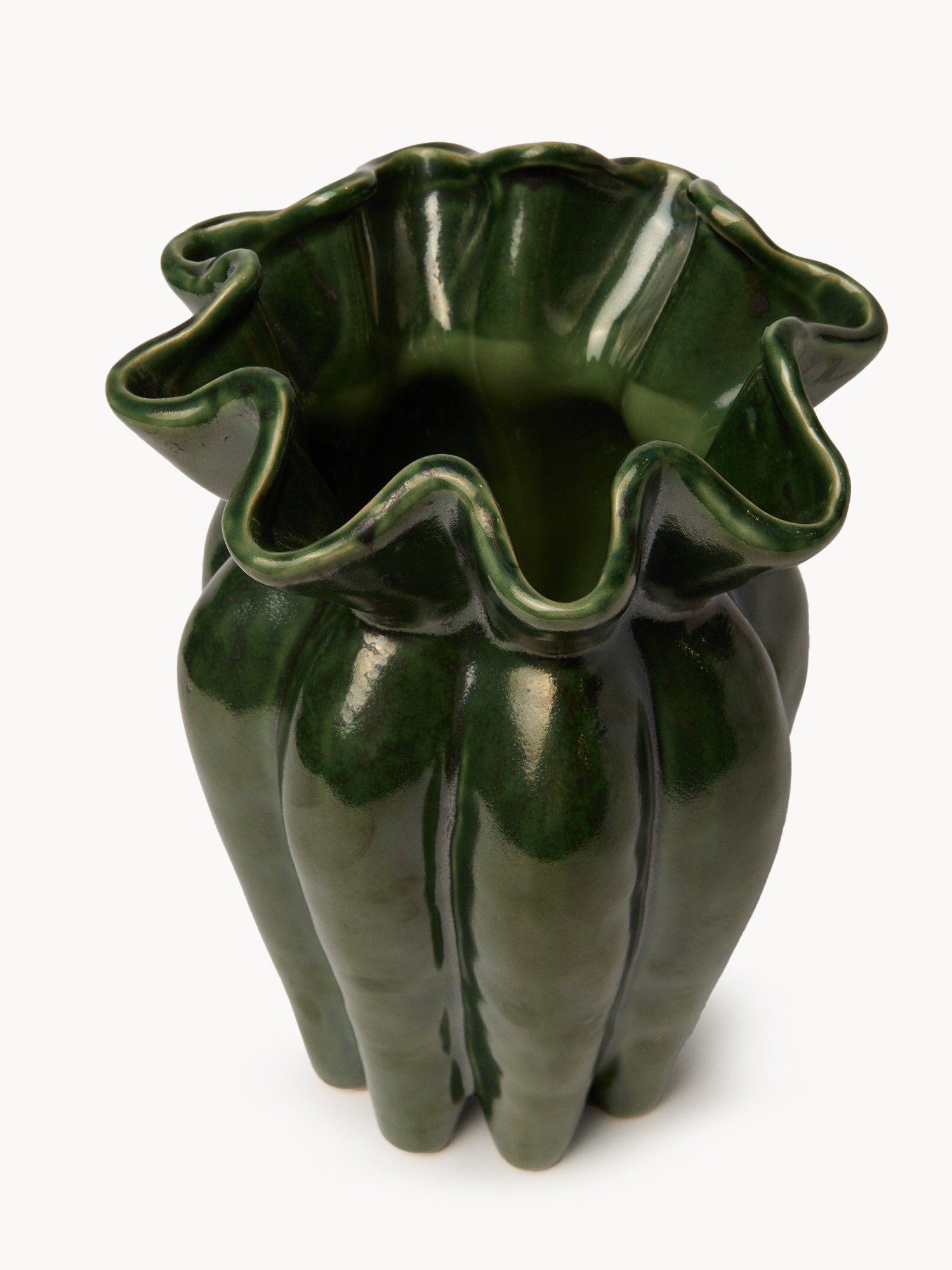 Organically shaped ceramic vase, Green, large image number 1