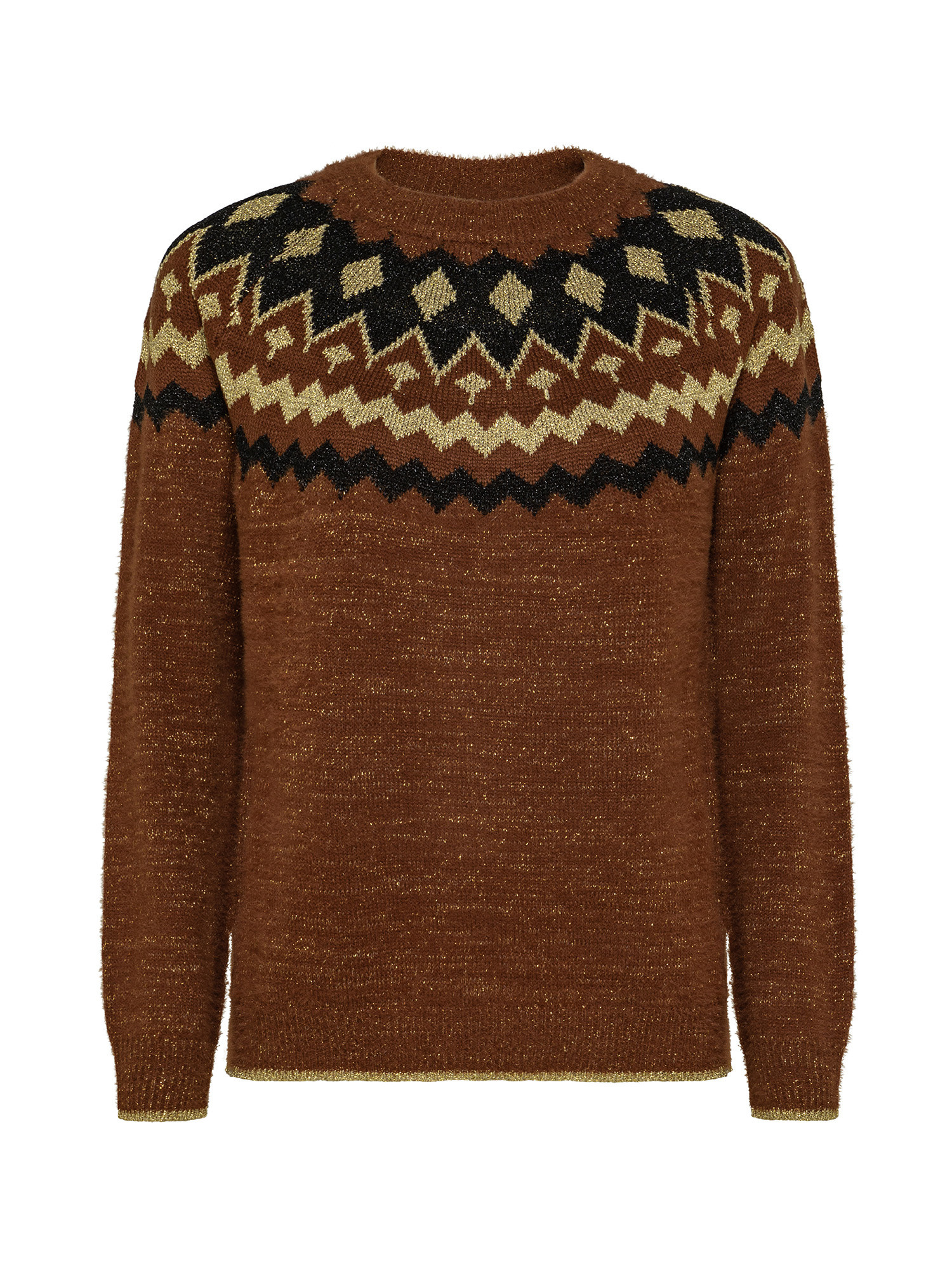Koan - Crewneck pullover with lurex, Brown, large image number 0