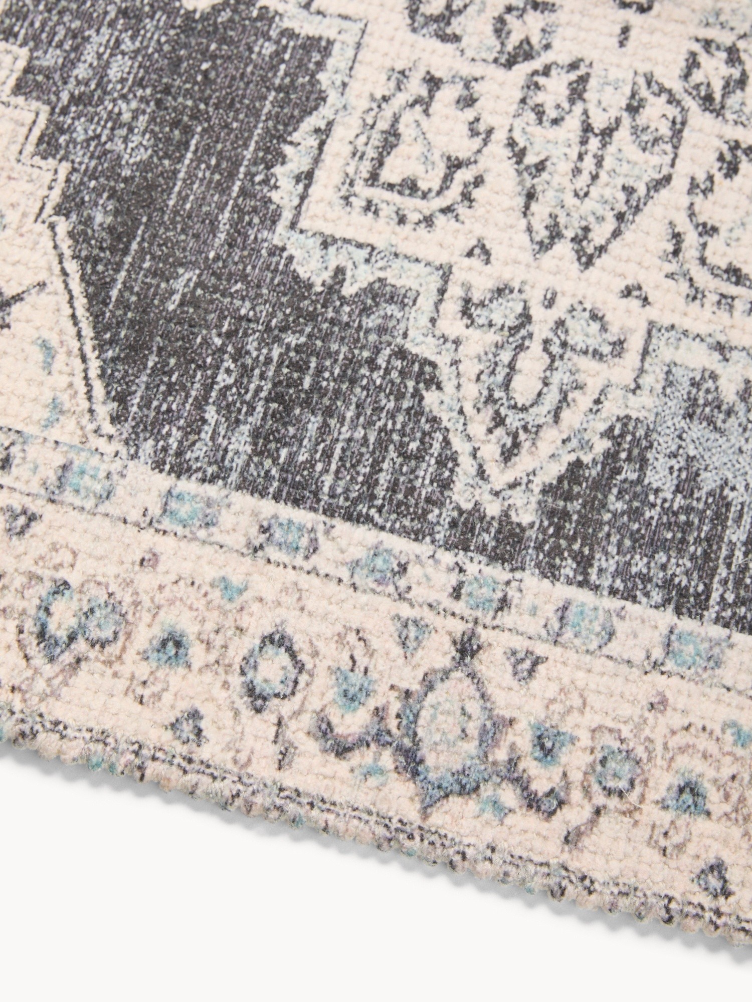 Damask-print chenille rug  - Discounted Price, Black, large image number 1