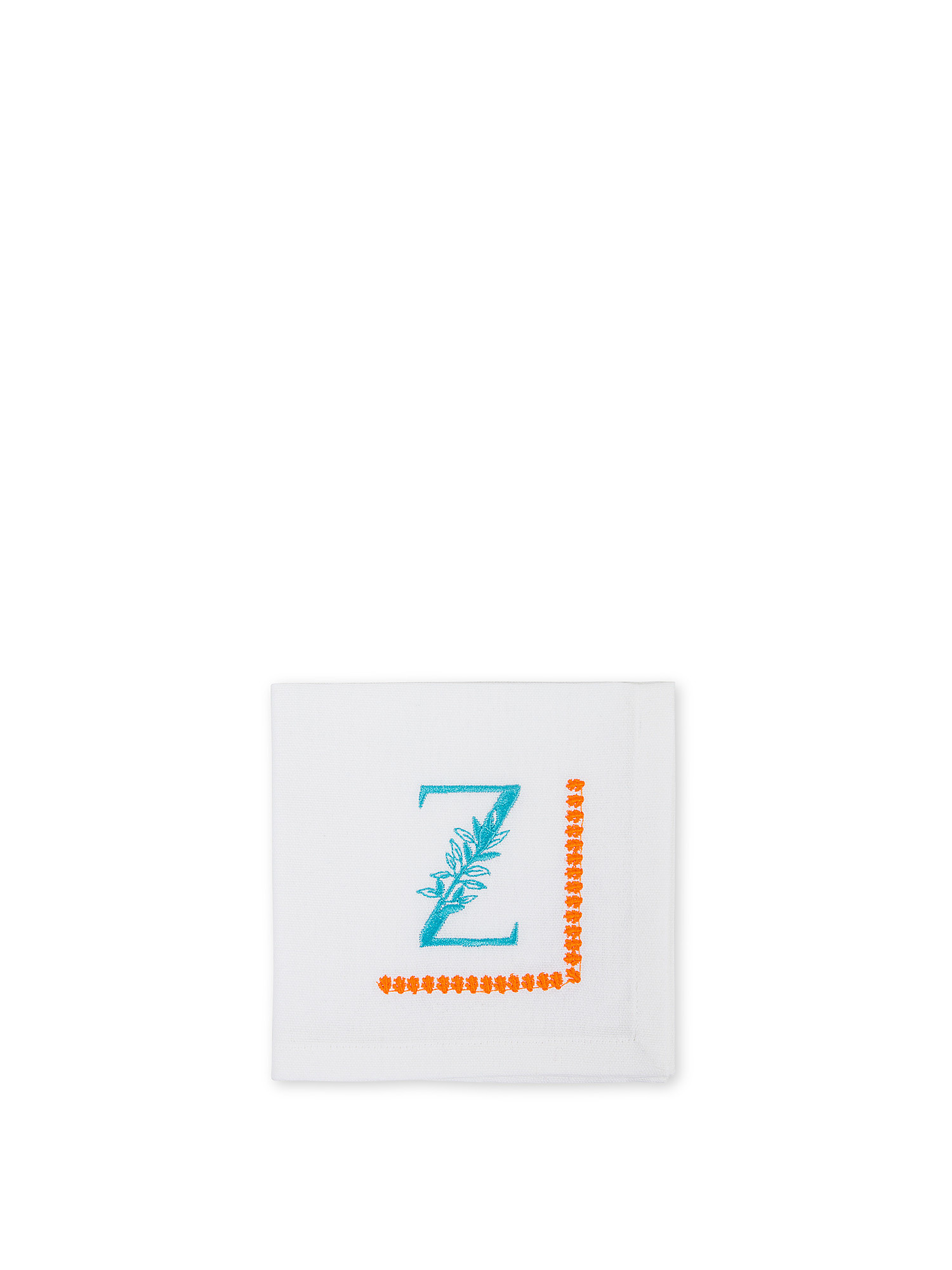Pure cotton napkin with letter Z embroidery, White, large image number 0