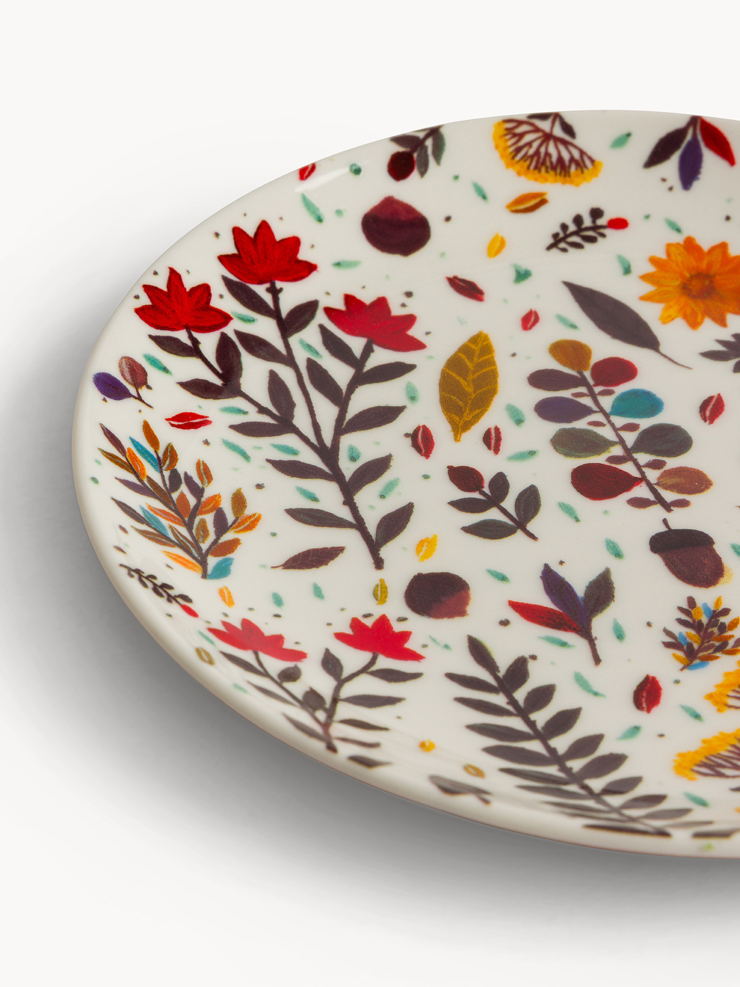 Piatto pane in stoneware motivo foglioline, Multicolor, large image number 1