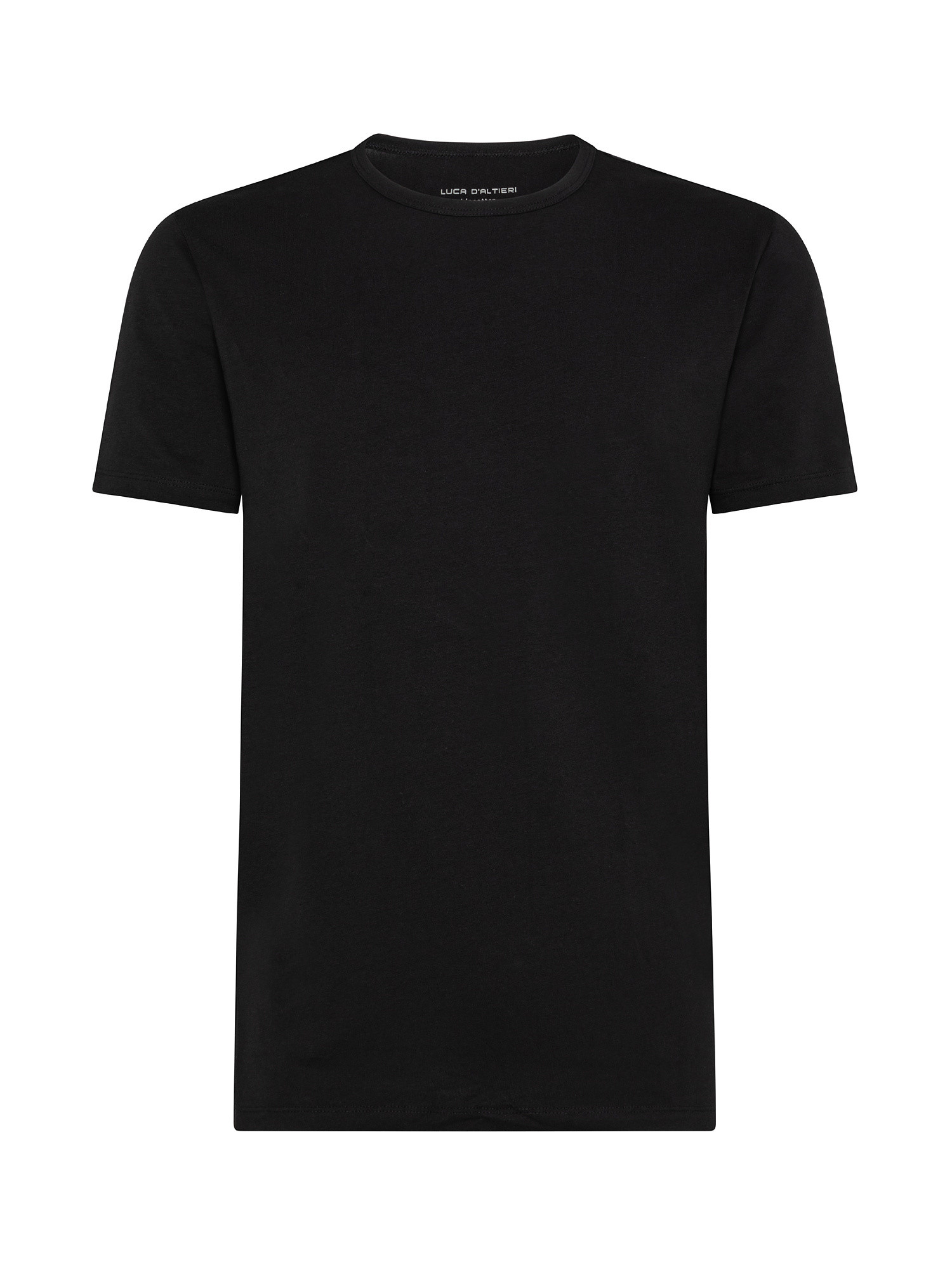 Set 2 t-shirt girocollo cotone tinta unita, Nero, large image number 0