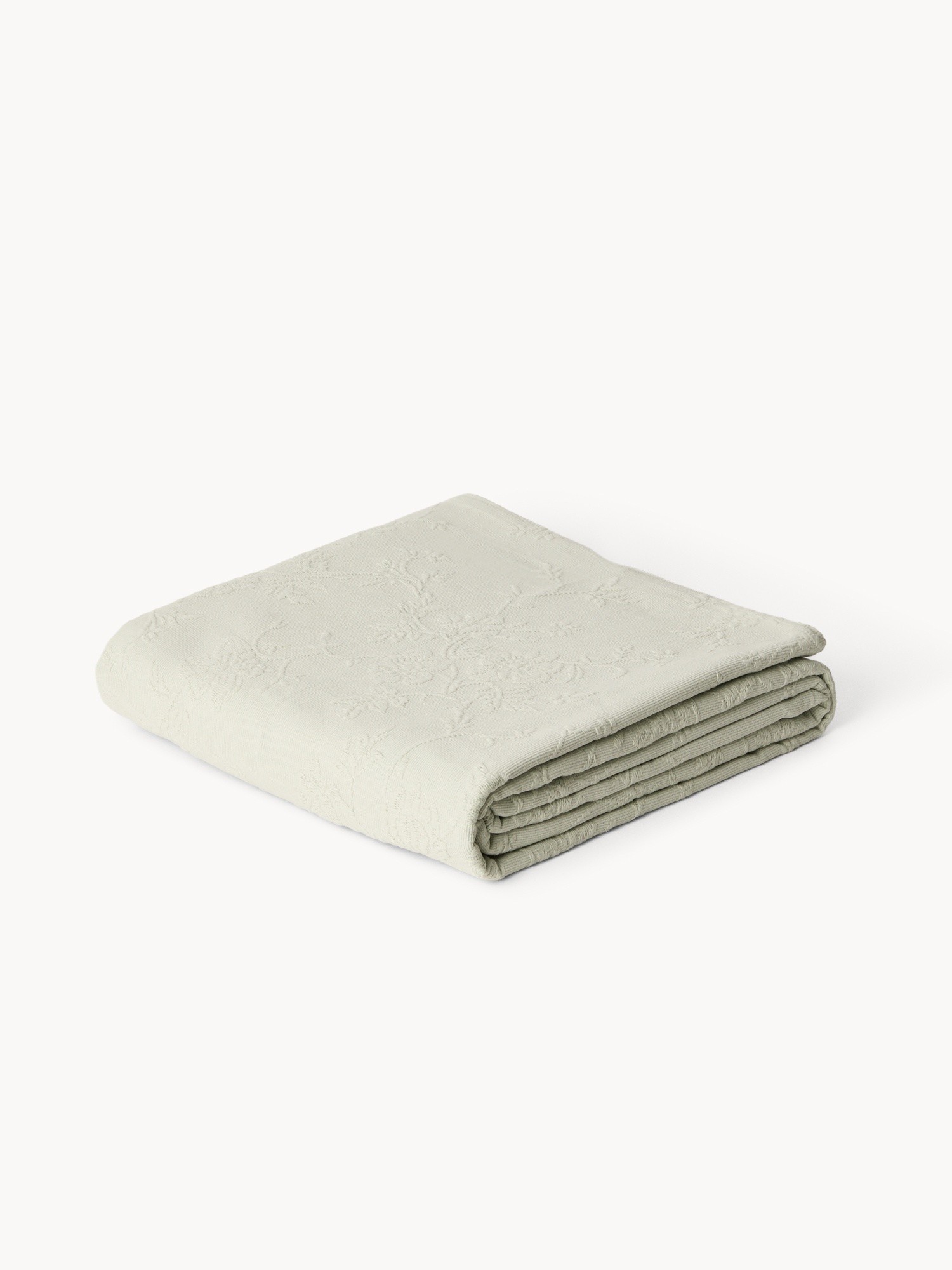 Copriletto in puro cotone motivo floreale, Verde, large image number 0