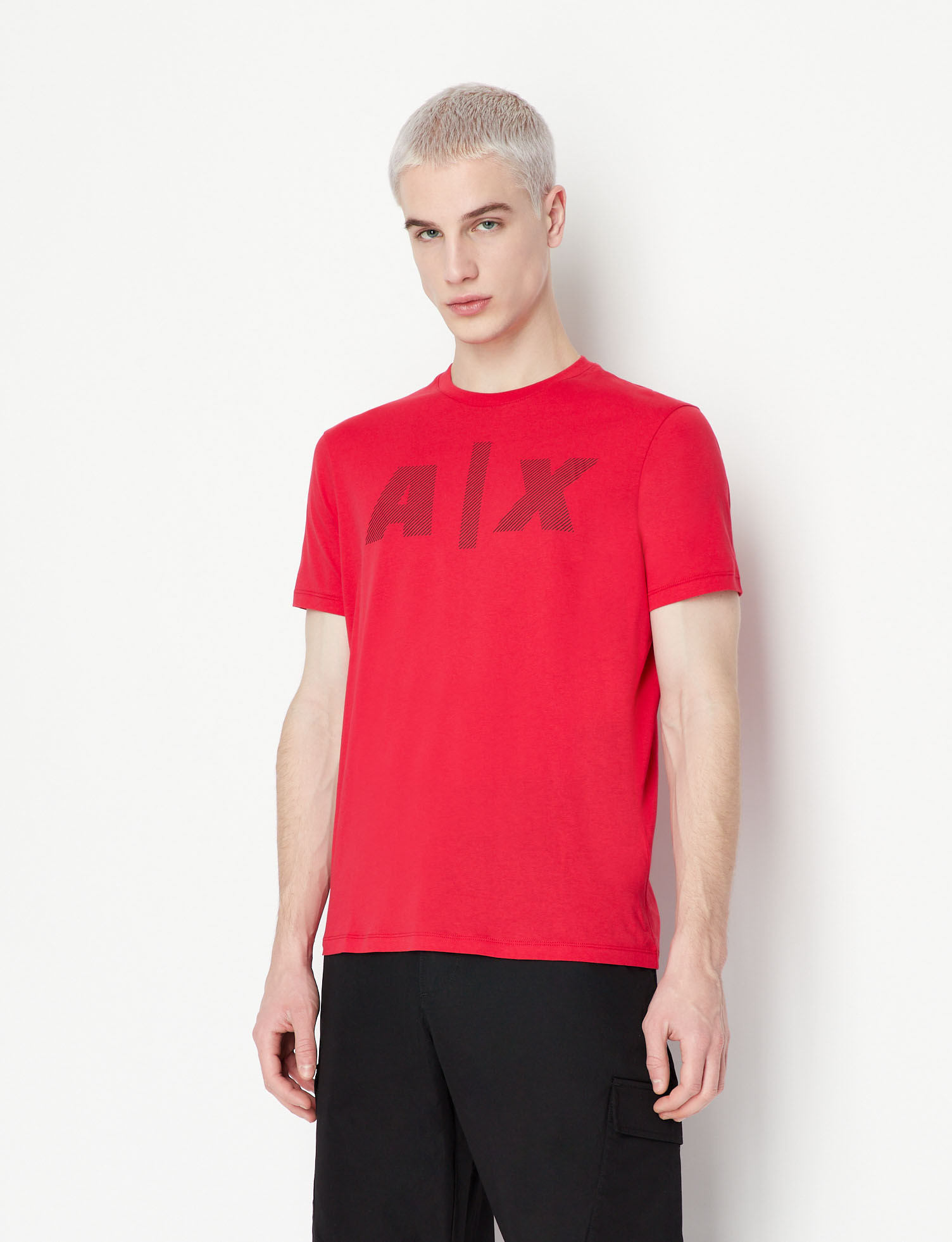 Armani Exchange - T-shirt con stampa logo regular fit, Rosso, large image number 1