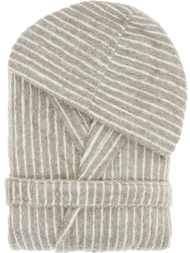 Thermae bathrobe in 100% cotton with stripes