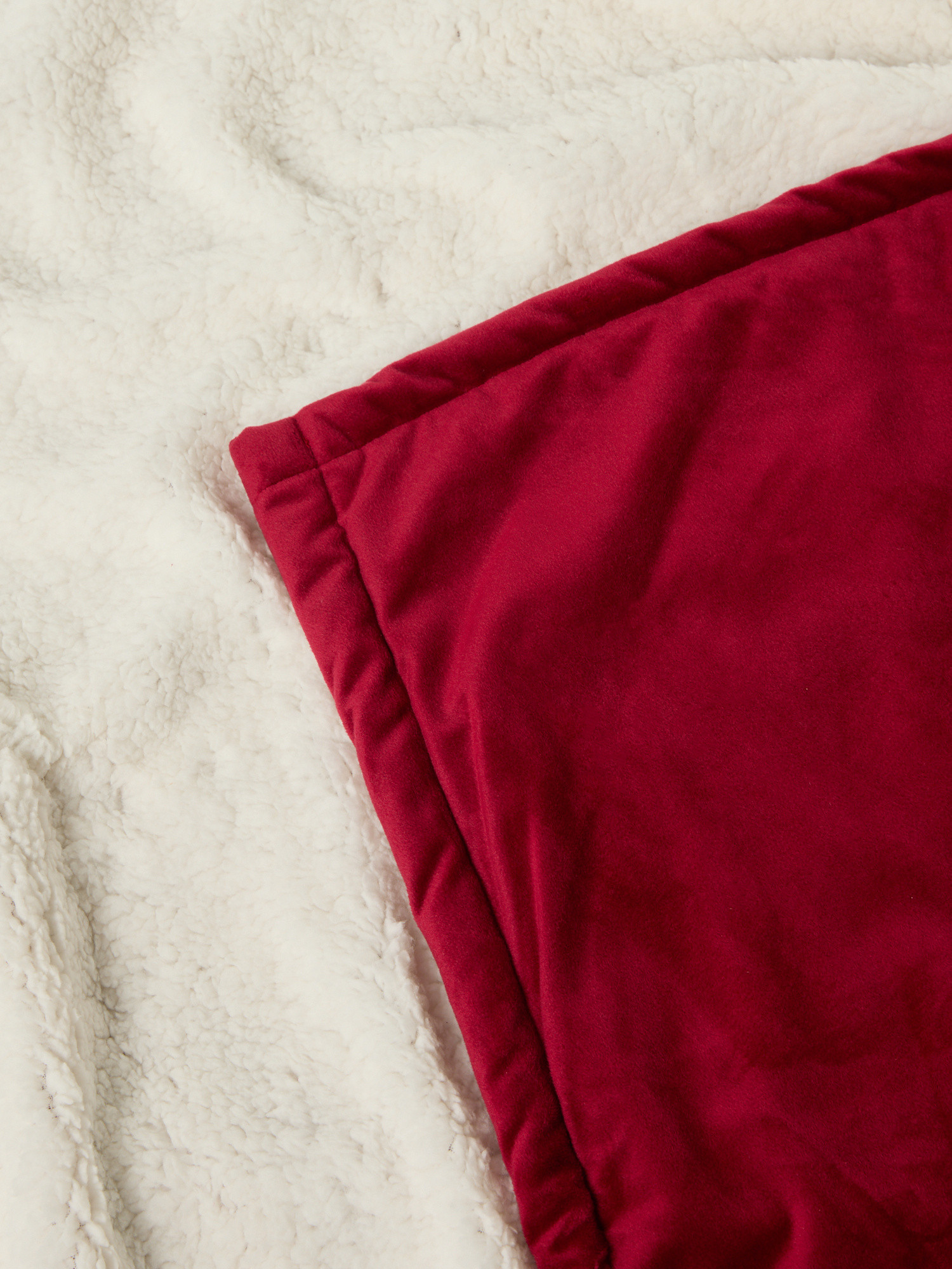 Plaid velluto e sherpa, Rosso, large image number 1