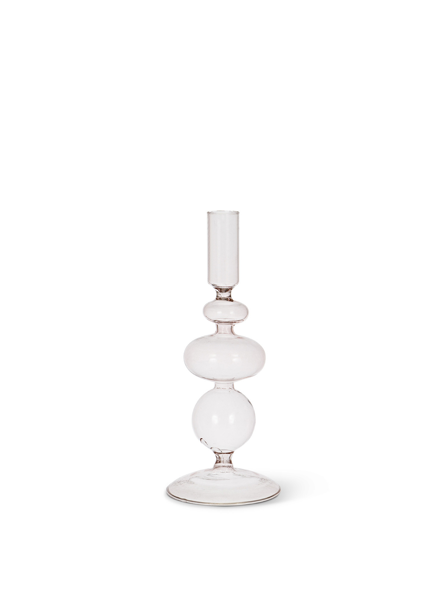 Glass candlestick, Pink, large image number 0