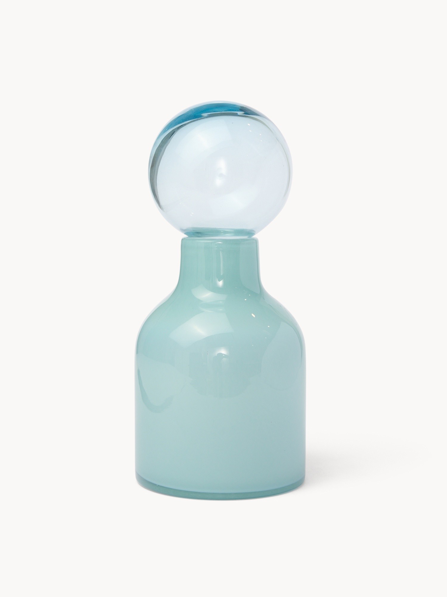 Bottiglia decorativa in vetro colorato in pasta, Azzurro, large image number 0