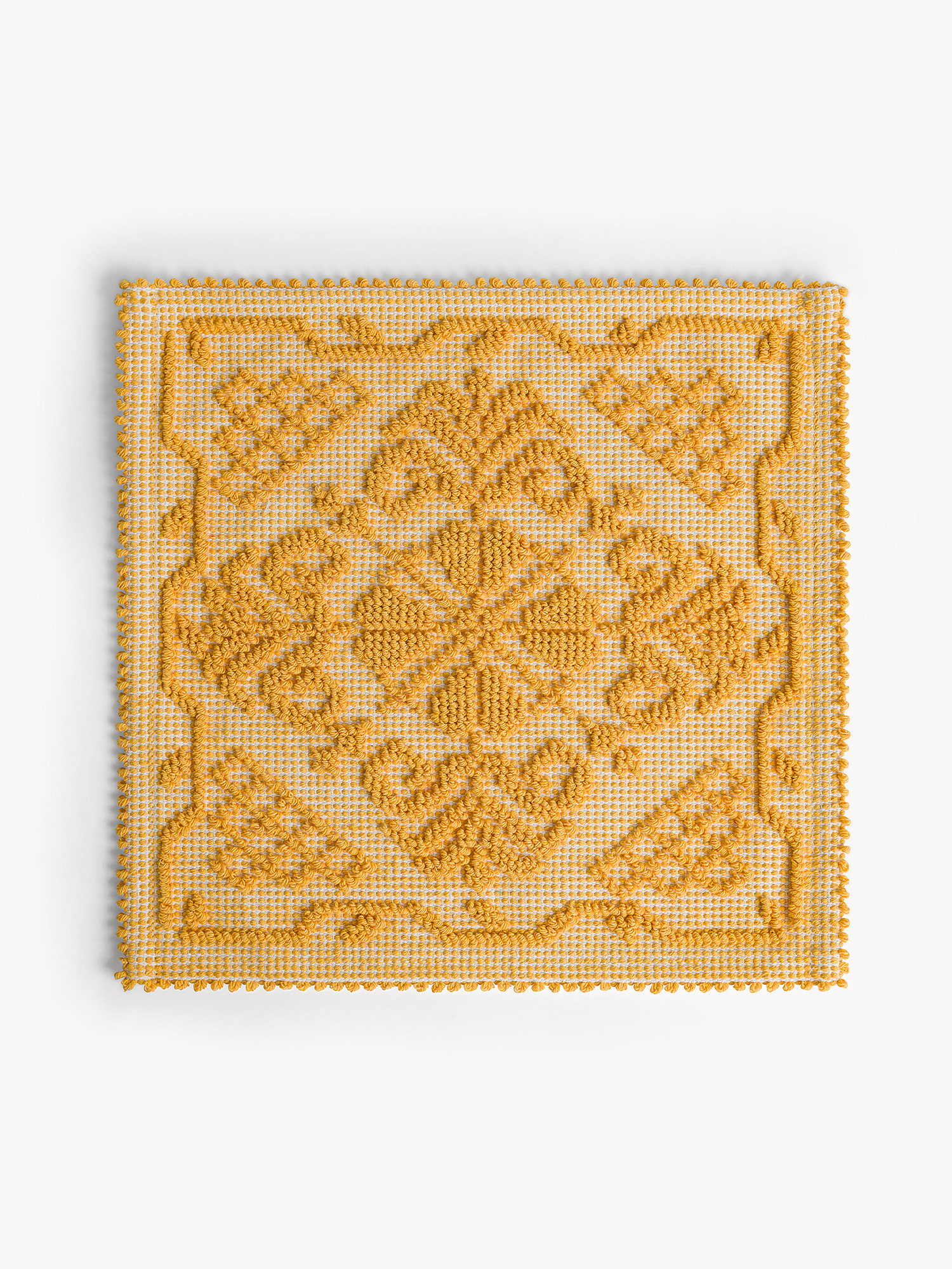 Sardinian placemat in solid color pure cotton, Yellow, large image number 0