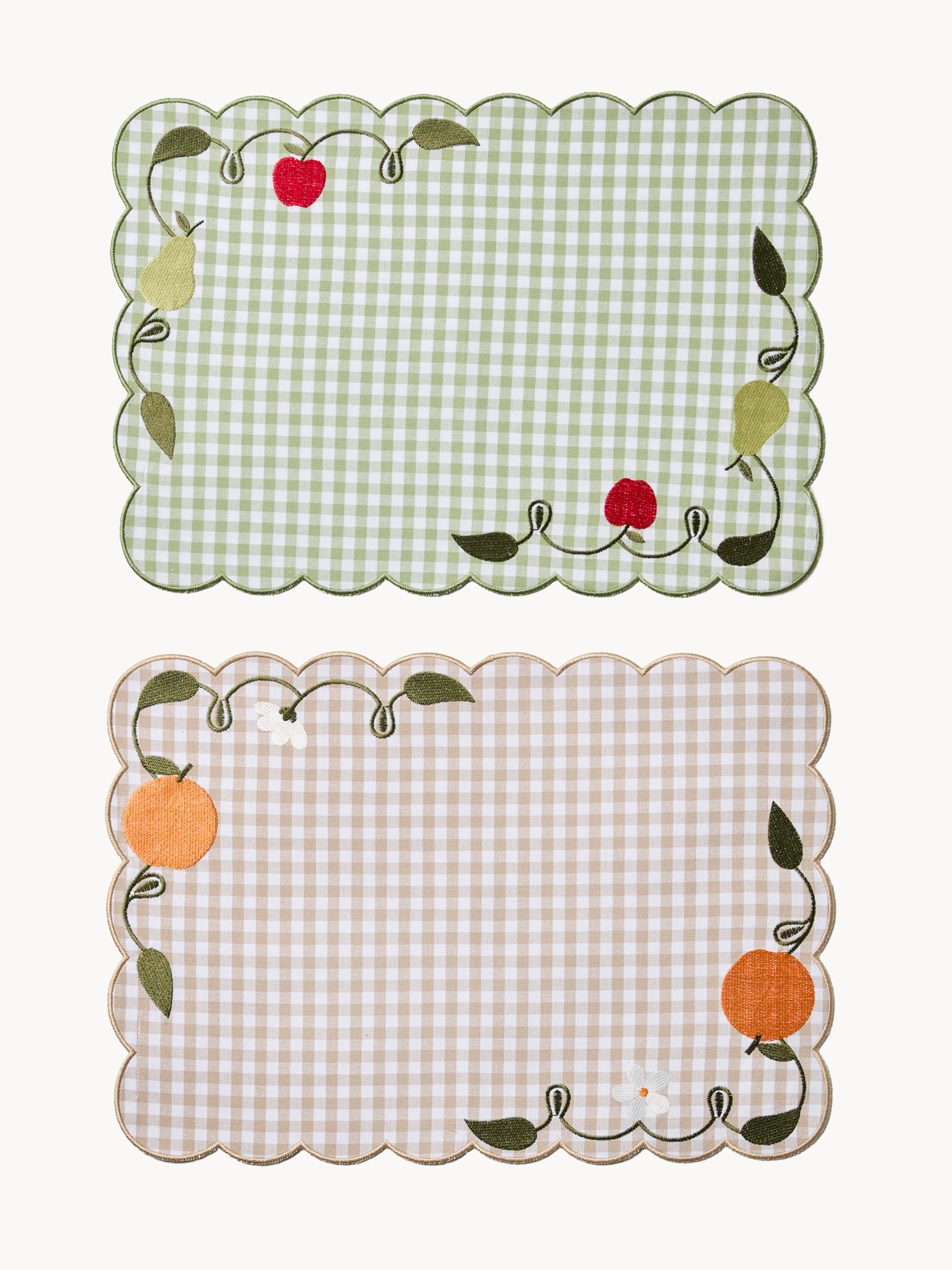 Embroidered gingham cotton placemat, Multicolor, large image number 0