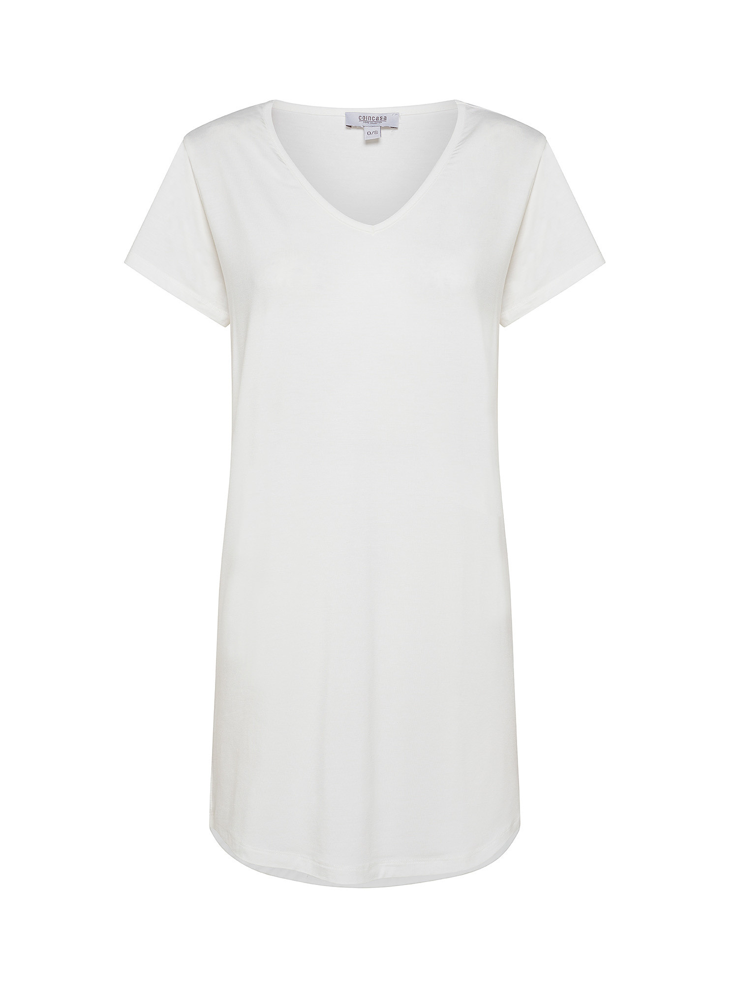 Solid color bamboo viscose maxi t-shirt, White, large image number 0