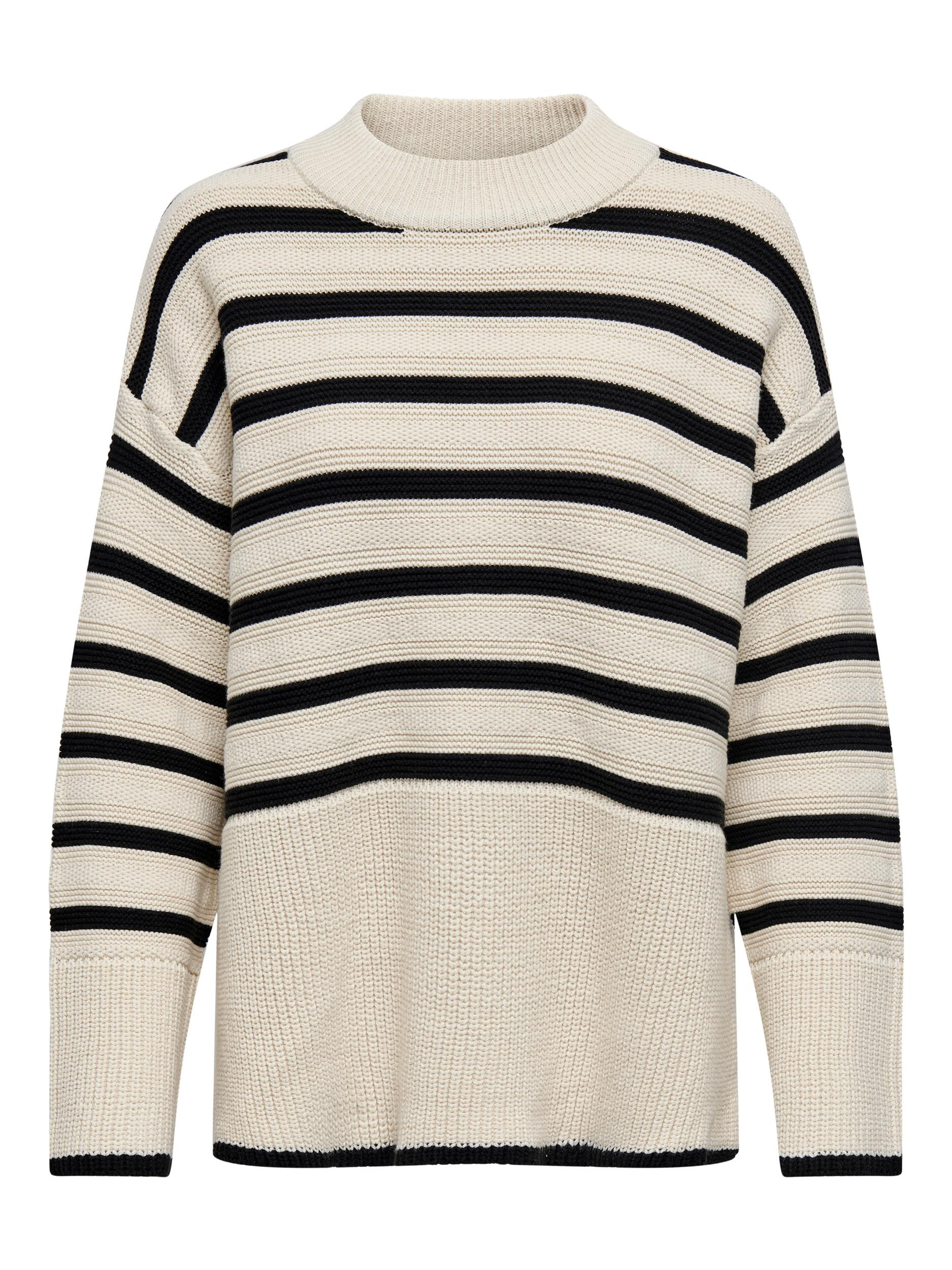 Only - Striped cotton blend sweater, Beige, large image number 0
