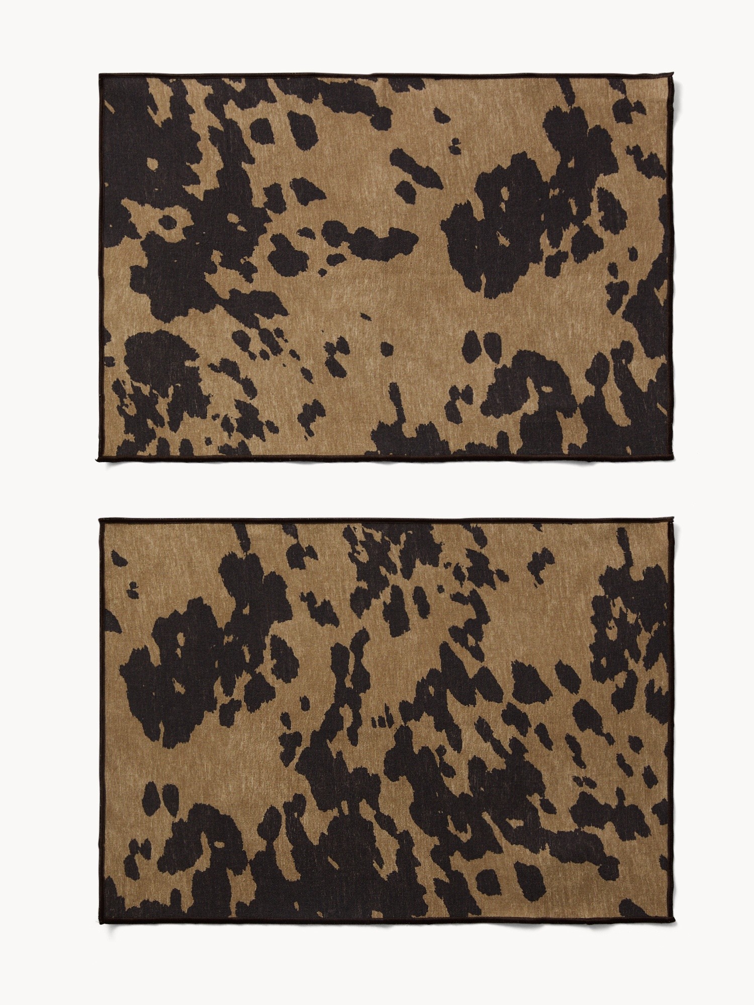 Set of 2 pure cotton placemats with cowhide print - Discounted Price, Brown, large image number 0