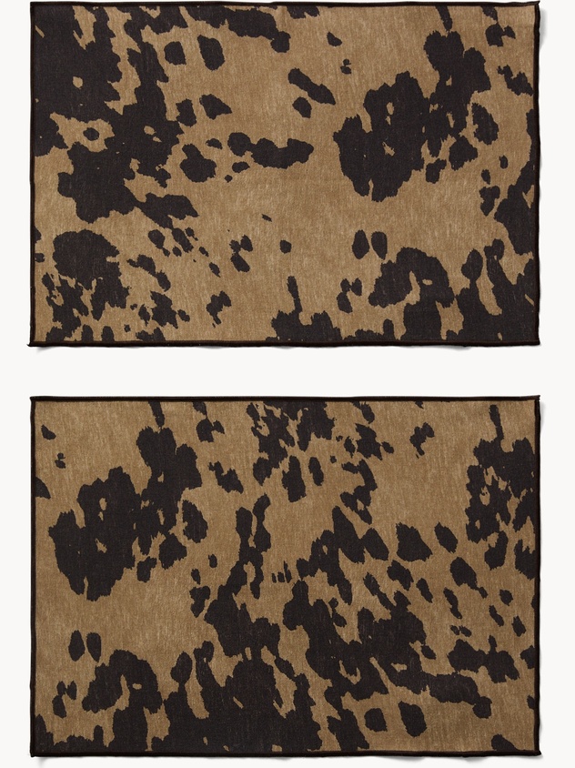 Set of 2 pure cotton placemats with cowhide print - Discounted Price