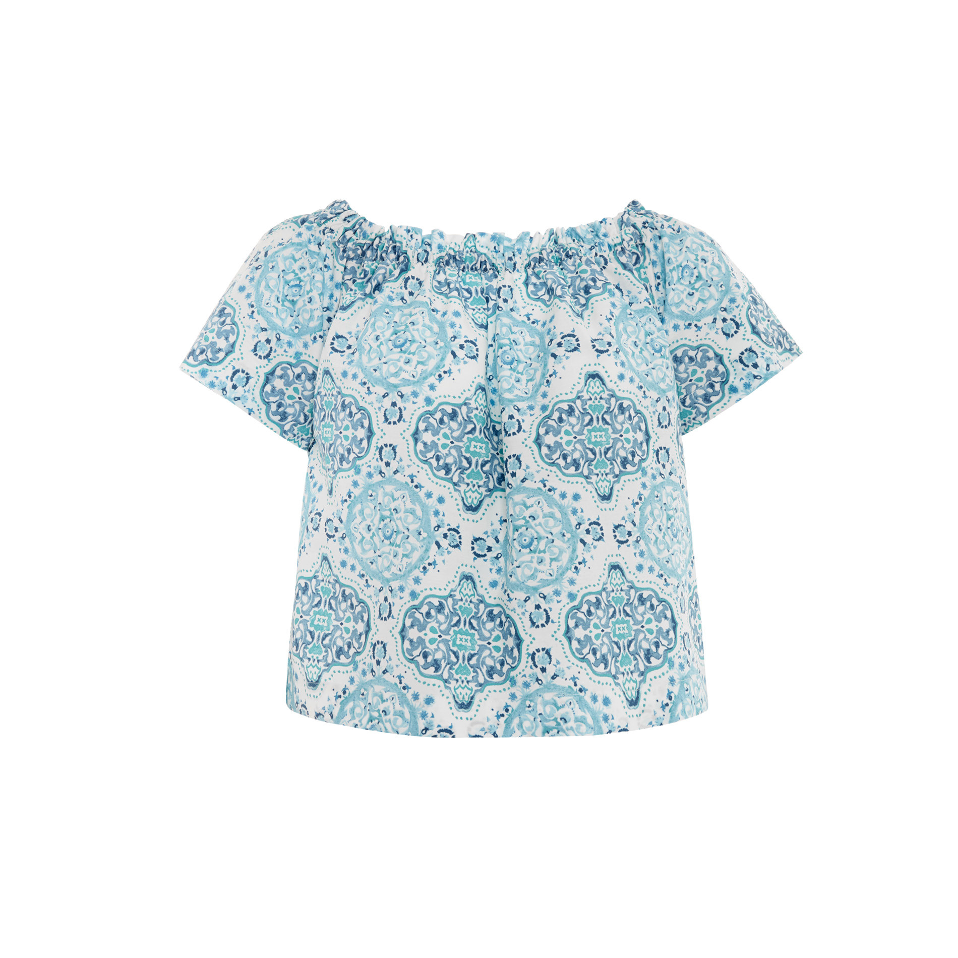 100% cotton top with ornamental pattern, Light Blue, large image number 0
