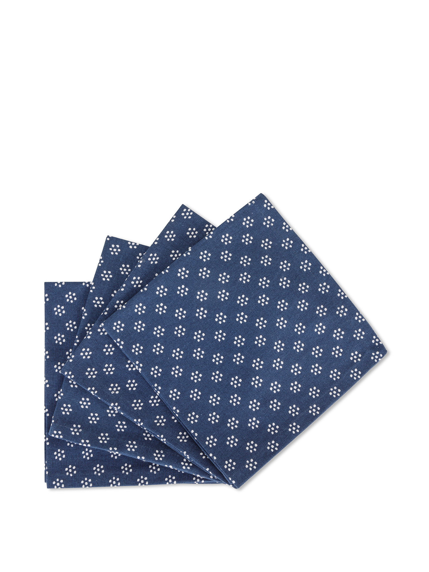Set 4 tovaglioli puro cotone stampa dots, Blu, large