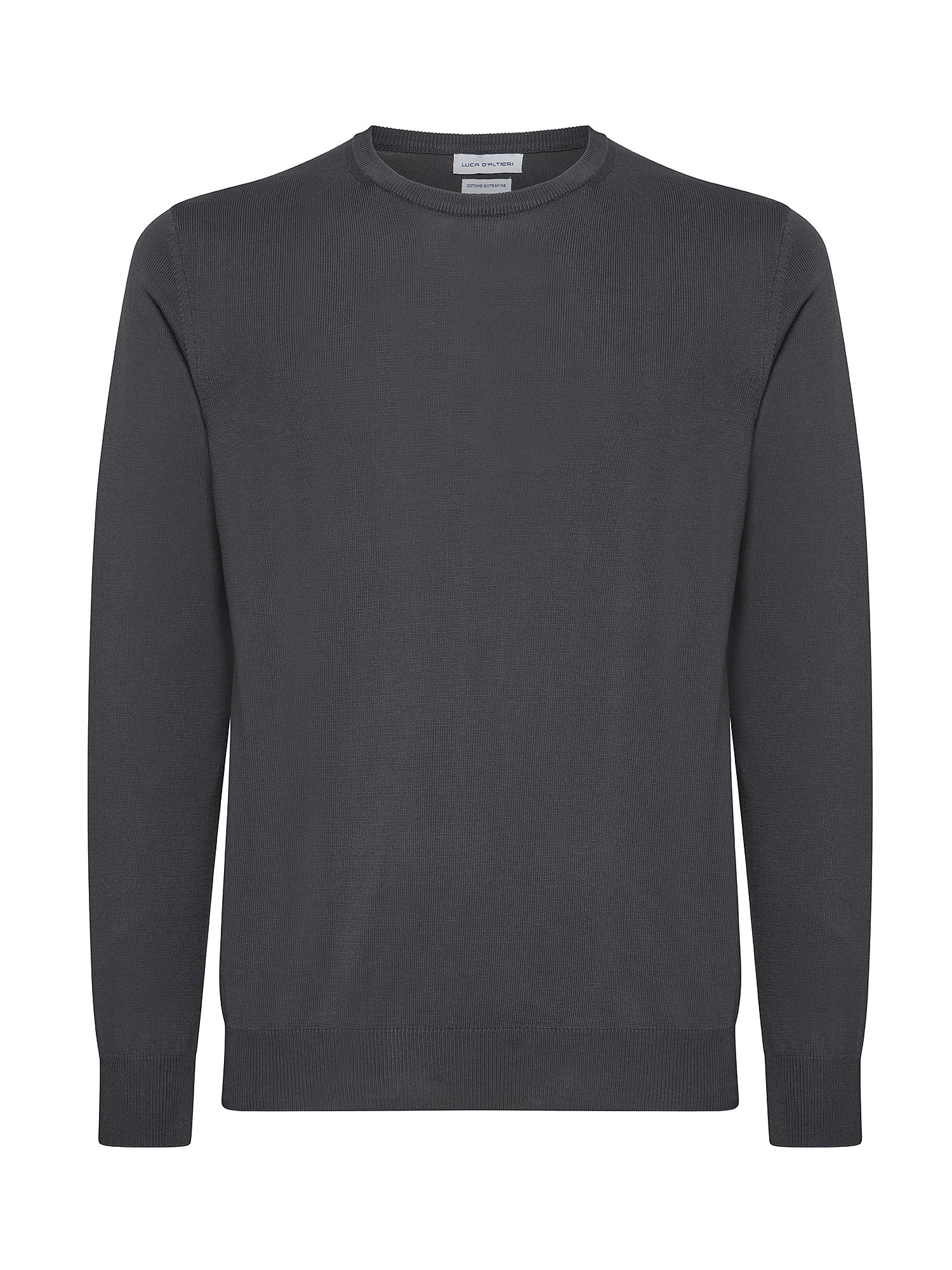 Luca D'Altieri - Crew neck sweater in extrafine pure cotton, Anthracite, large image number 0