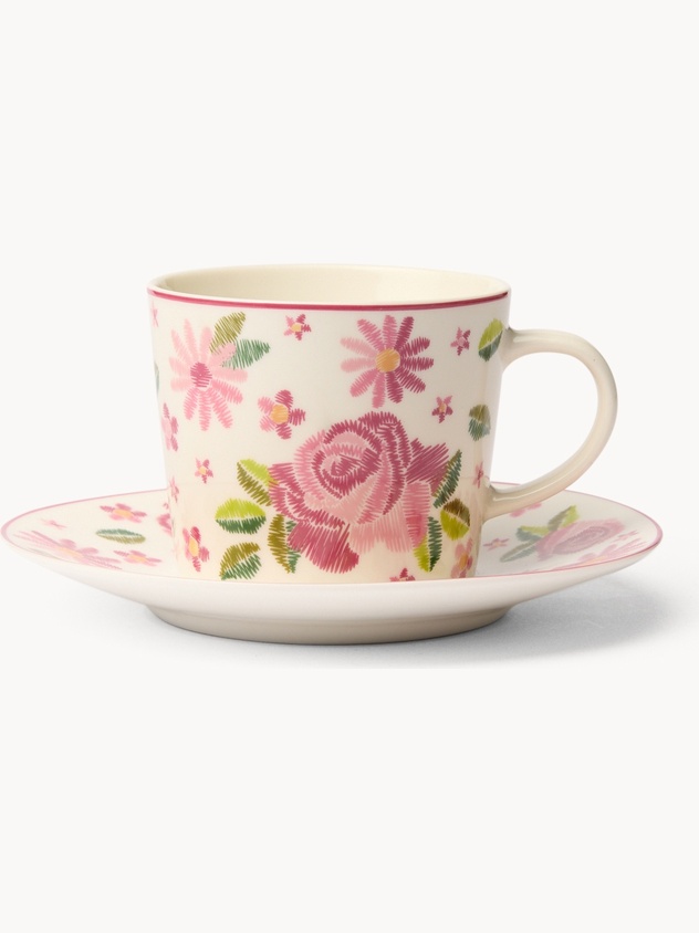 Tazza t&egrave; in new bone china motivo rose - Prezzo di lancio