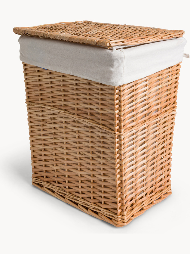 Wicker woven laundry basket