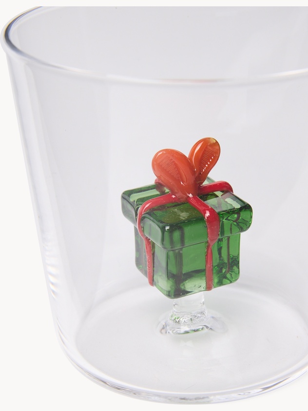 Bicchiere in vetro borosilicato dettaglio pacco regalo